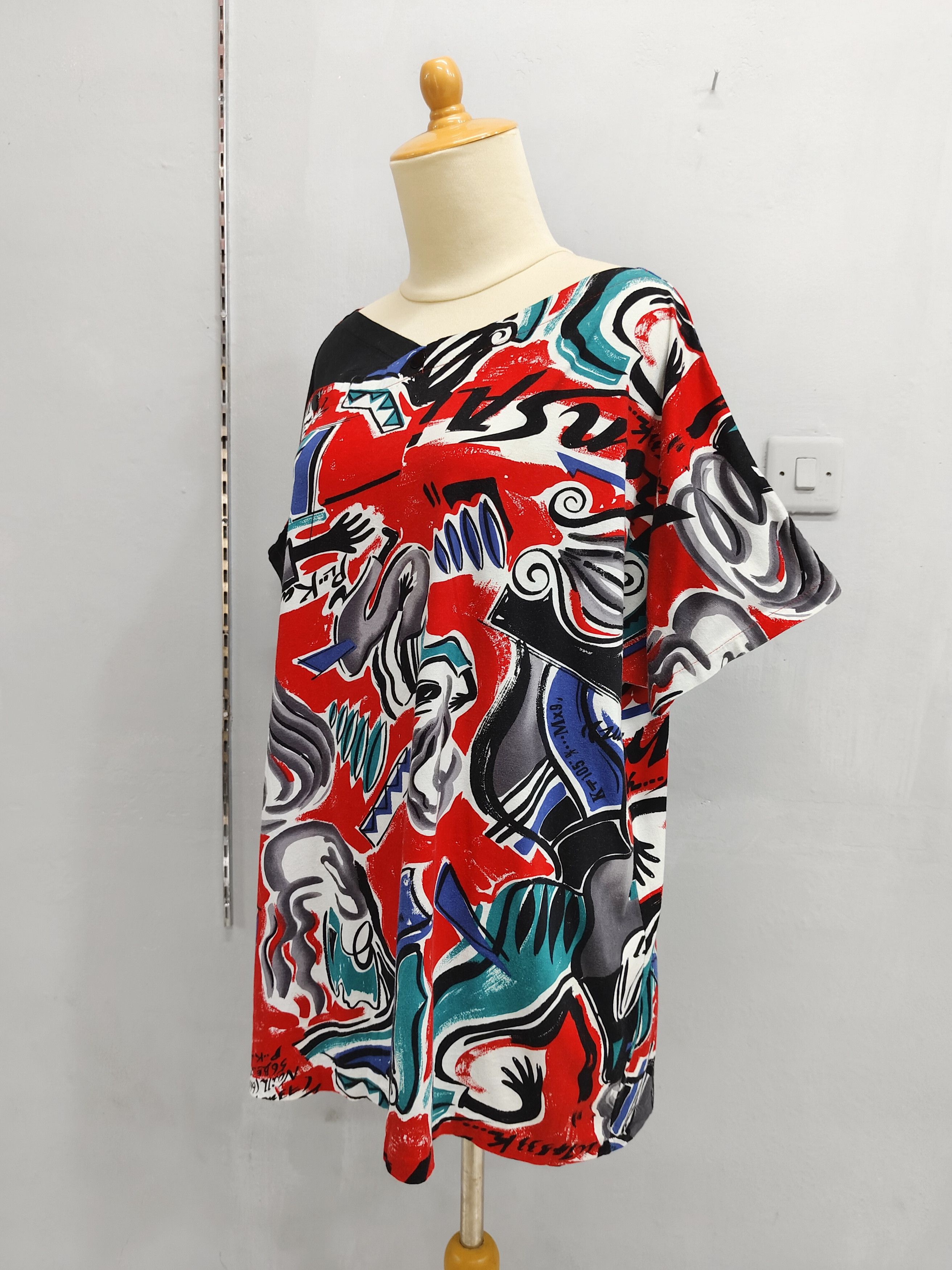 Kansai Yamamoto 80s Kansai O2-Archive Abstract Expressionist Asymetric Panel Size US L / EU 52-54 / 3 - 4 Thumbnail