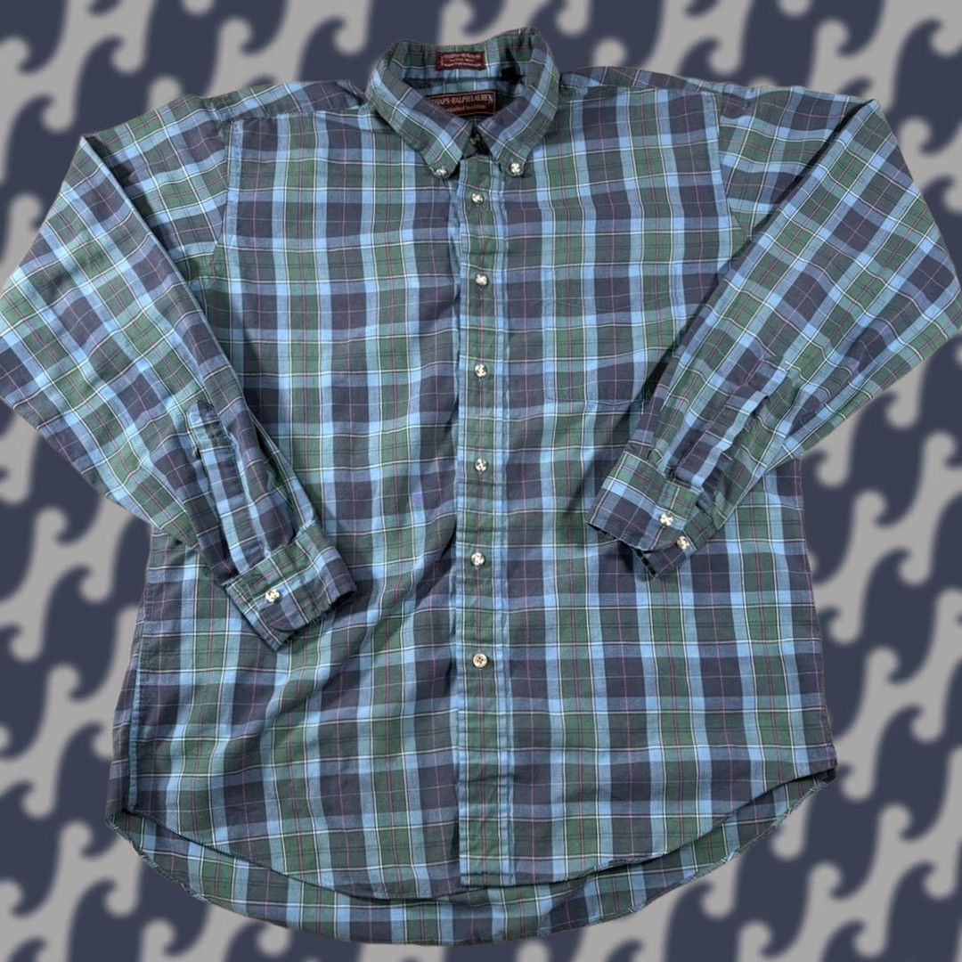 Chaps VINTAGE Chaps Ralph Lauren Button-Up Shirt Plaid Long Sleeve Men’s Large Green & Blue Shirt Size US L / EU 52-54 / 3 - 1 Thumbnail