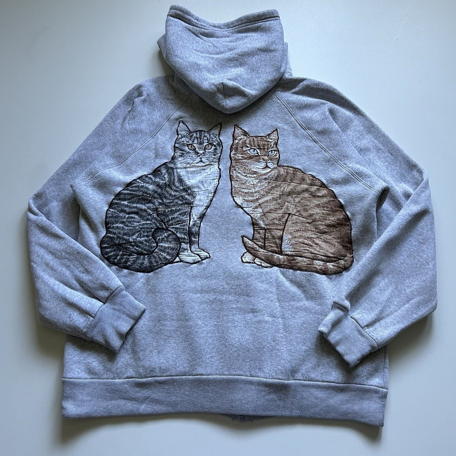 Vintage Vintage 90s Hoodie XL Thermal Lined Full Zip Cat Animal Art Size US XL / EU 56 / 4 - 3 Thumbnail