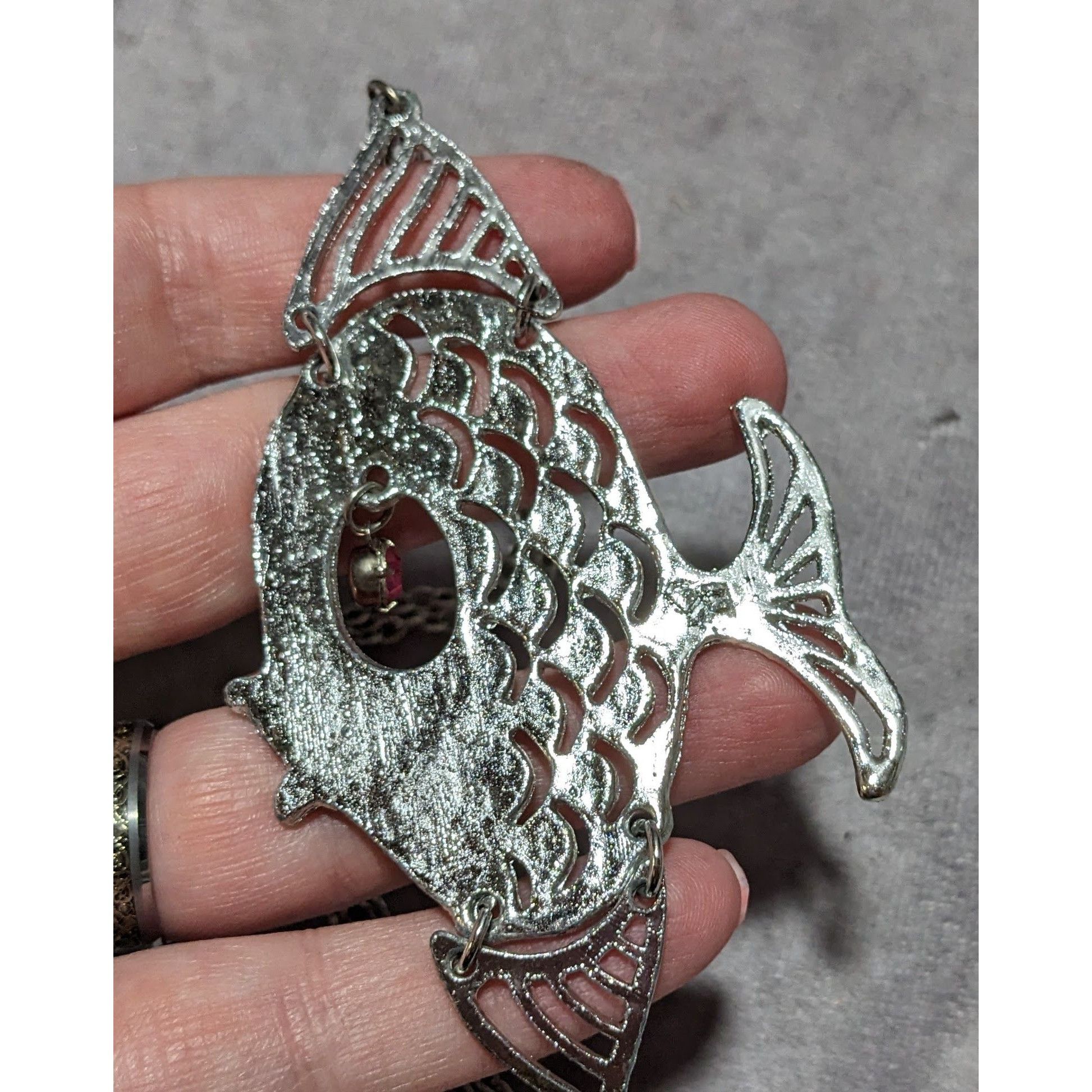 Other Vintage Silver Articulated Fish Necklace Size ONE SIZE - 7 Thumbnail