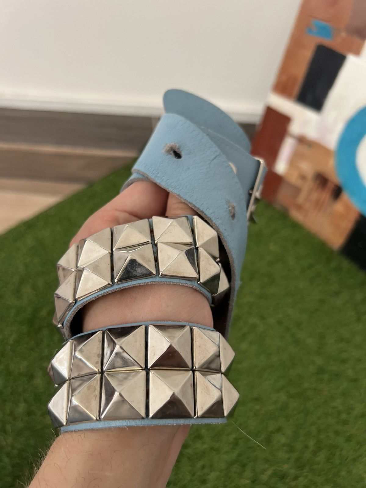 Japanese Brand Pyramid Studded Belt (blue) Size ONE SIZE - 2 Thumbnail
