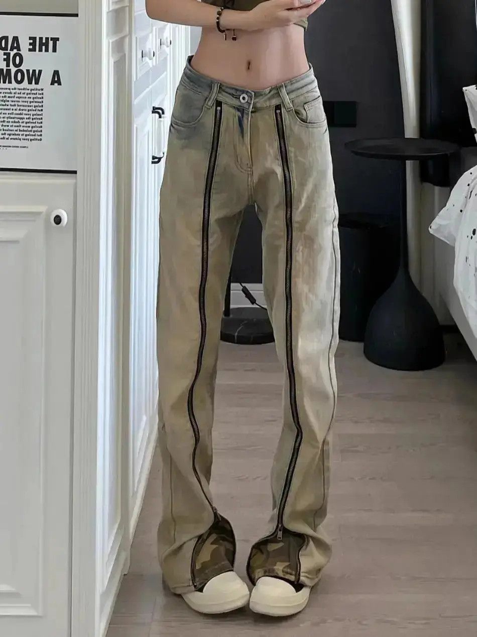 Japanese Brand Straight slim fit zipper patchwork jeans Size US 32 / EU 48 - 1 Thumbnail