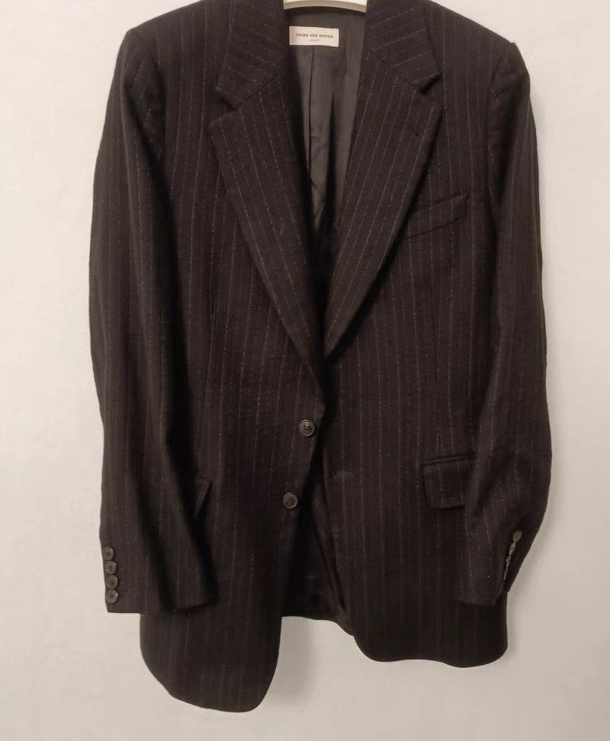 Dries Van Noten Dries Van Noten striped white lapel suit jacket Size 44R - 1 Thumbnail