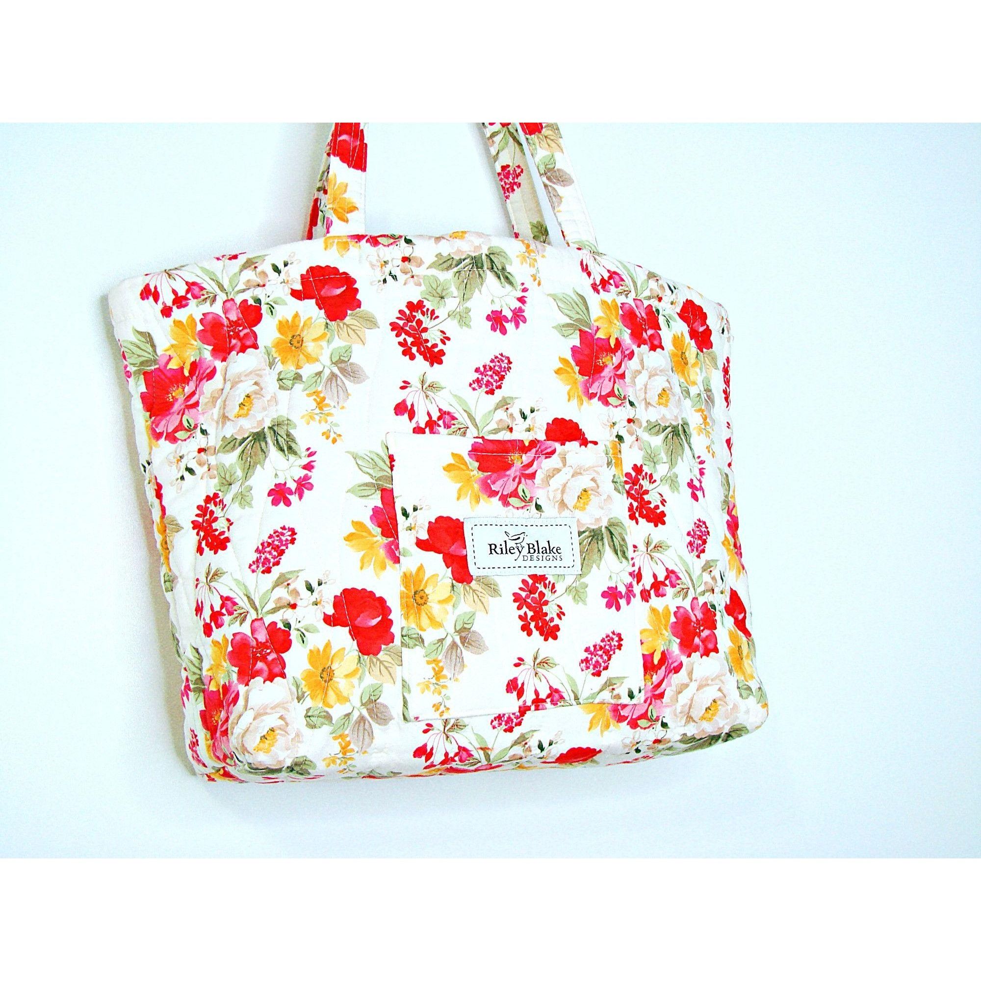 Other Riley Blake Designs Quilted Handmade Bright Floral Tote Bag | Grailed