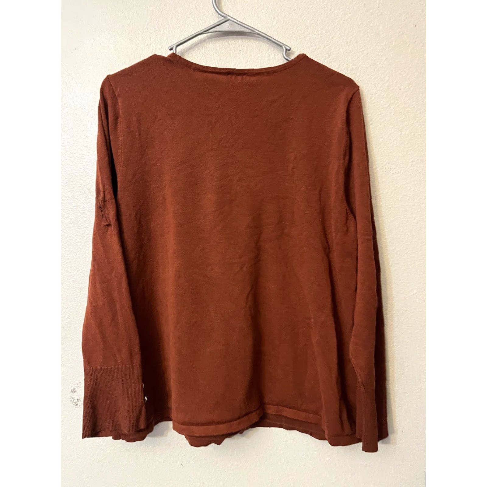 Vintage Chico's Sweater Womens 3 US Brown Solid Knit Long Sleeve Pullover Casual Travel Fall Winter Spring Knit Shirt Women Size XS / US 0-2 / IT 36-38 - 3 Thumbnail