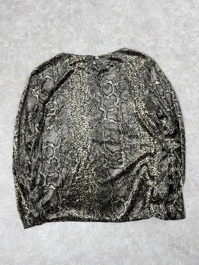 Vintage 2000s Anne Fontaine Grey Snakeskin Effect Longsleeves Size US XS / EU 42 / 0 - 6 Thumbnail