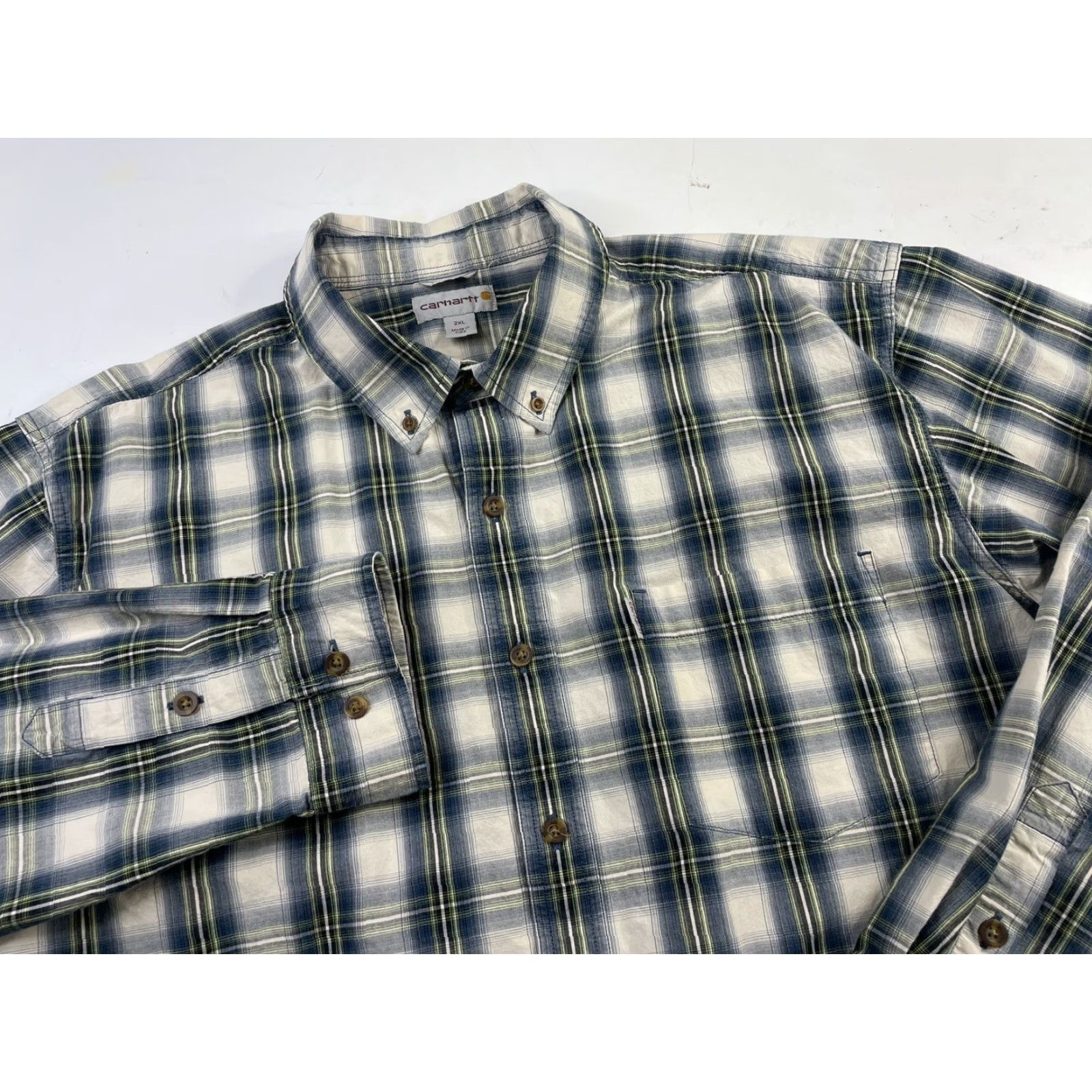 Carhartt Carhartt Shirt Mens Essential Relaxed Fit Plaid Button-Down 2XL Multicolor Cotton Knit Casual Fall Winter Outdoor Long Sleeve Button-Up Mens Size US XXL / EU 58 / 5 - 2 Thumbnail