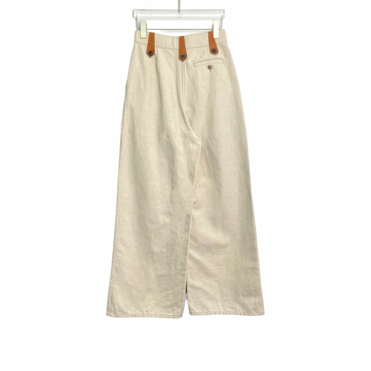 Loewe LOEWE Off-white Linen-blend High-waist Wide-leg Pants K26WX Size 26" / US 2 / IT 38 - 2 Thumbnail