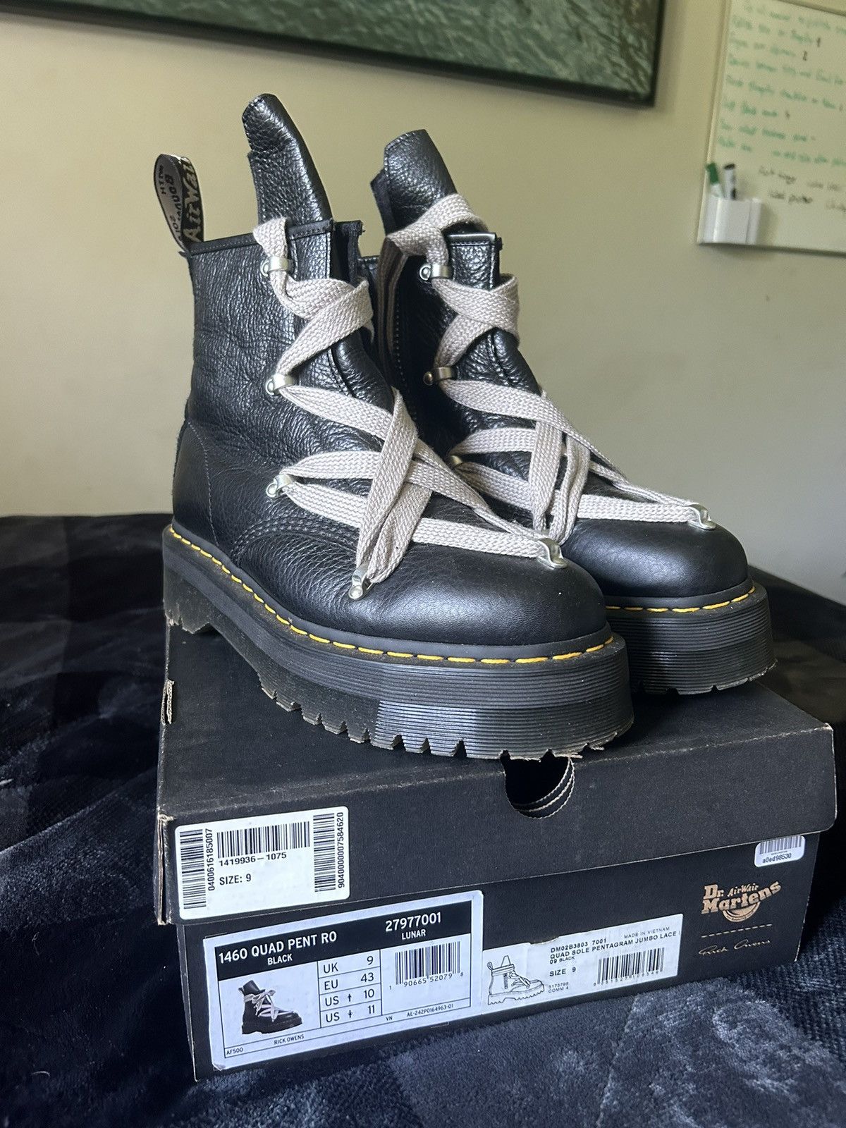 image of Dr Martens x Rick Owens Rick Owen Docs Shoes in Black, Men's (Size 10)