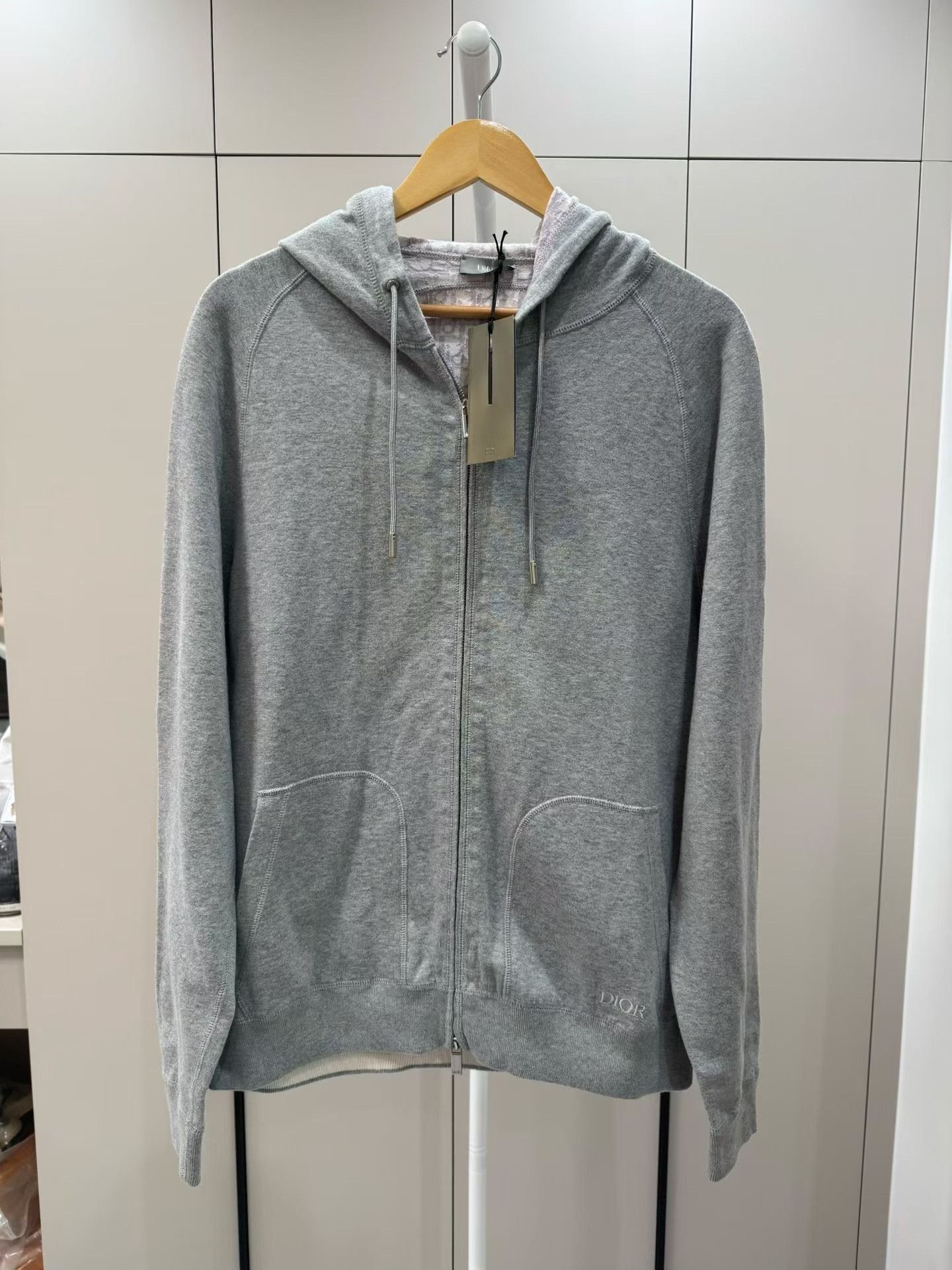Dior Dior Gray Lined All-over Print Zip Hoodie Size US L / EU 52-54 / 3 - 1 Thumbnail