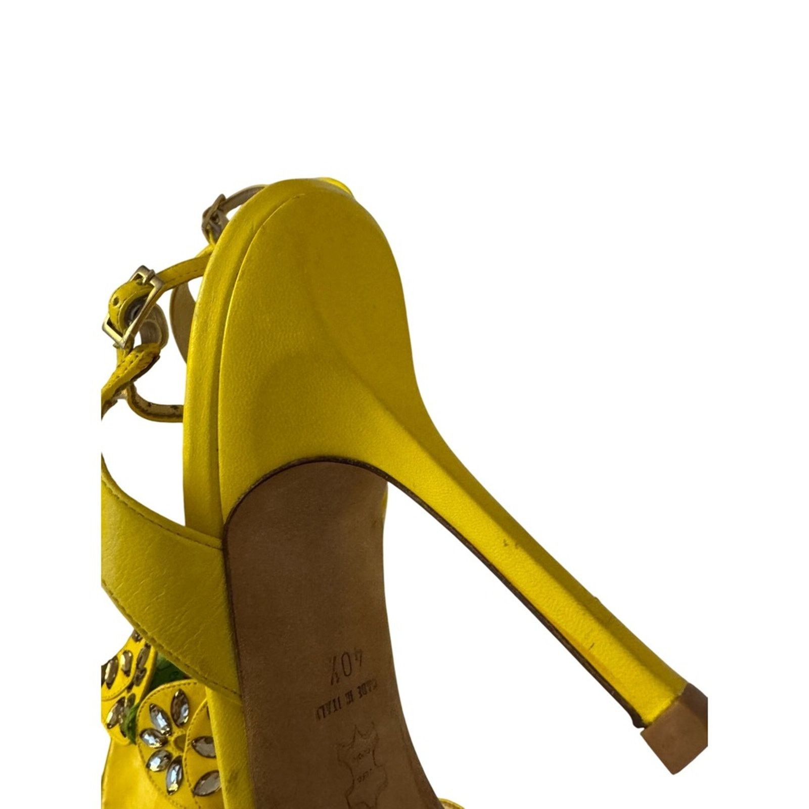 Jimmy Choo Jimmy Choo London Yellow Jeweled Ankle Strap Heels Size US 8 / IT 38 - 3 Thumbnail