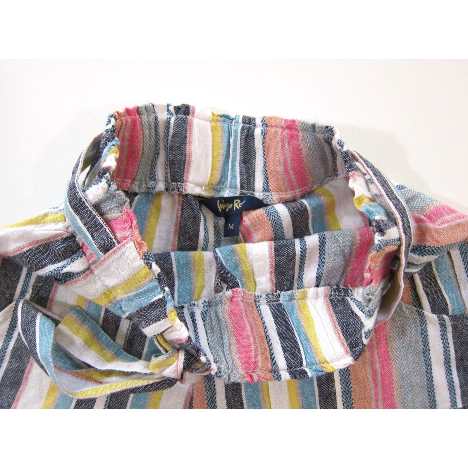 Vintage VINTAGE Indigo Rein Linen Pink Yellow White Stripe High Rise Pocket Chino Short Medium Size 32" / US 10 / IT 46 - 6 Thumbnail