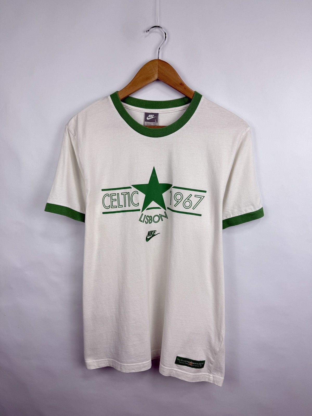 Nike 🏴󠁧󠁢󠁳󠁣󠁴󠁿 Vintage Y2K Nike Celtic 1967 Lisbon Rare T-Shirt Retro Size US L / EU 52-54 / 3 - 2 Thumbnail