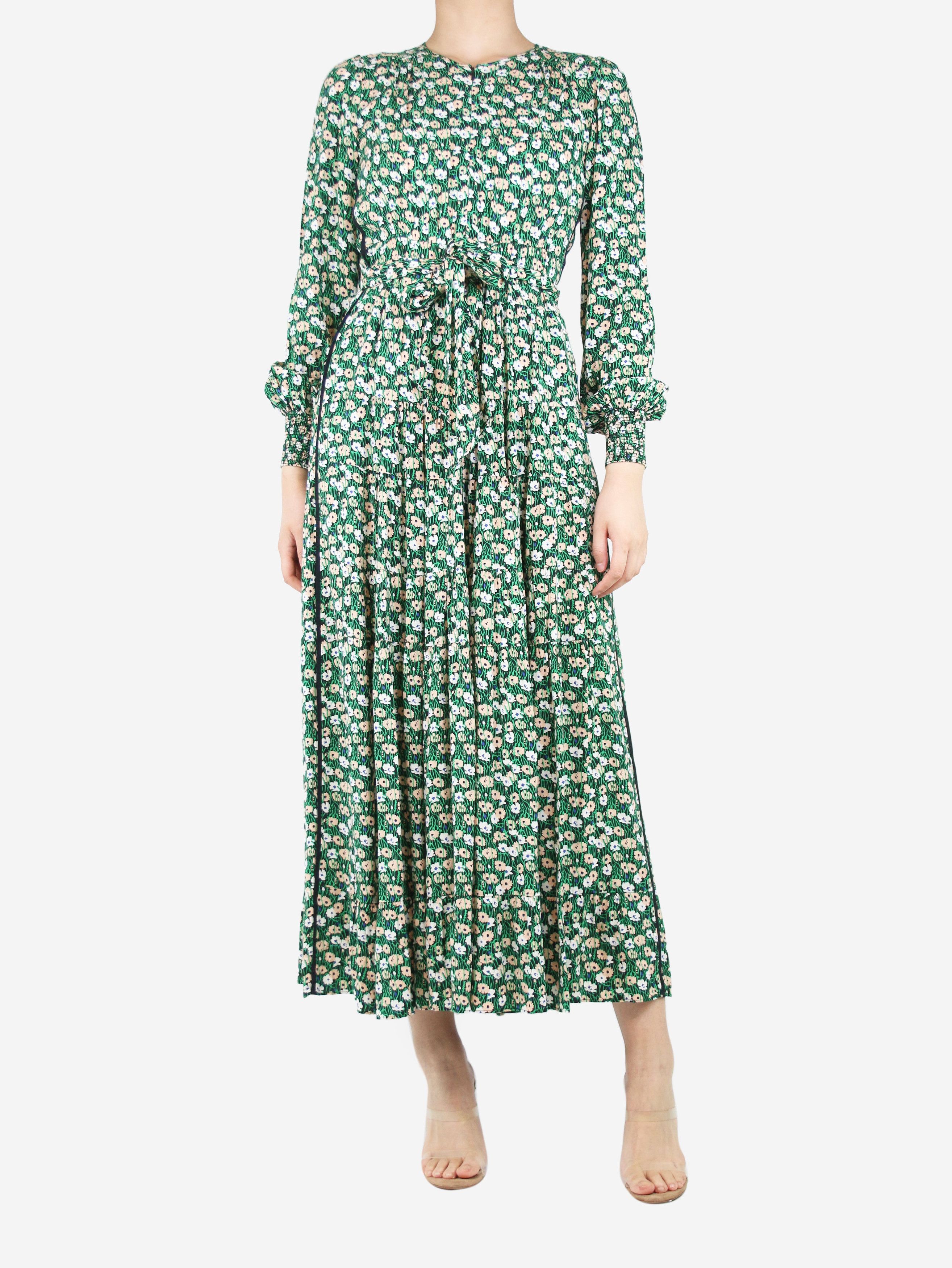 green formal dress midi Amica Symmetrical Print Lace Maxi Dress, Green Floral – Jolie Moi Retail main image 0