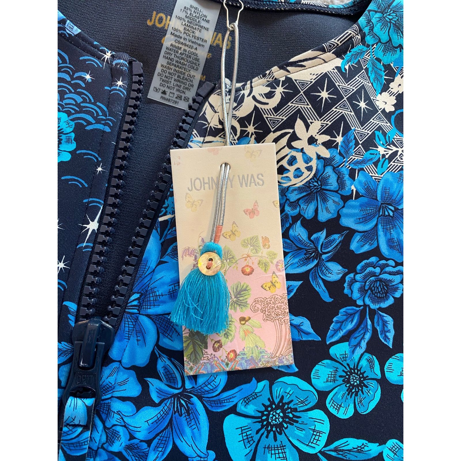 Johnny Was Johnny Was SML Cali Blue-Fly Neoprene Bodysuit/Swimsuit Size ONE SIZE - 4 Thumbnail