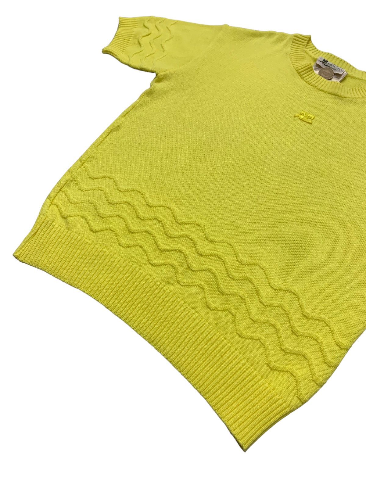 Courreges × Designer Vintage 70’s Courreges Ribbed Knit Short Sleeve Top Size S / US 4 / IT 40 - 5 Thumbnail