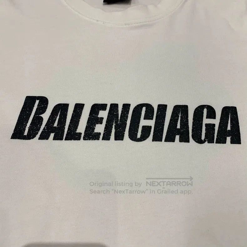Balenciaga Balenciaga White Distressed Logo T-Shirt. Size US XS / EU 42 / 0 - 5 Thumbnail