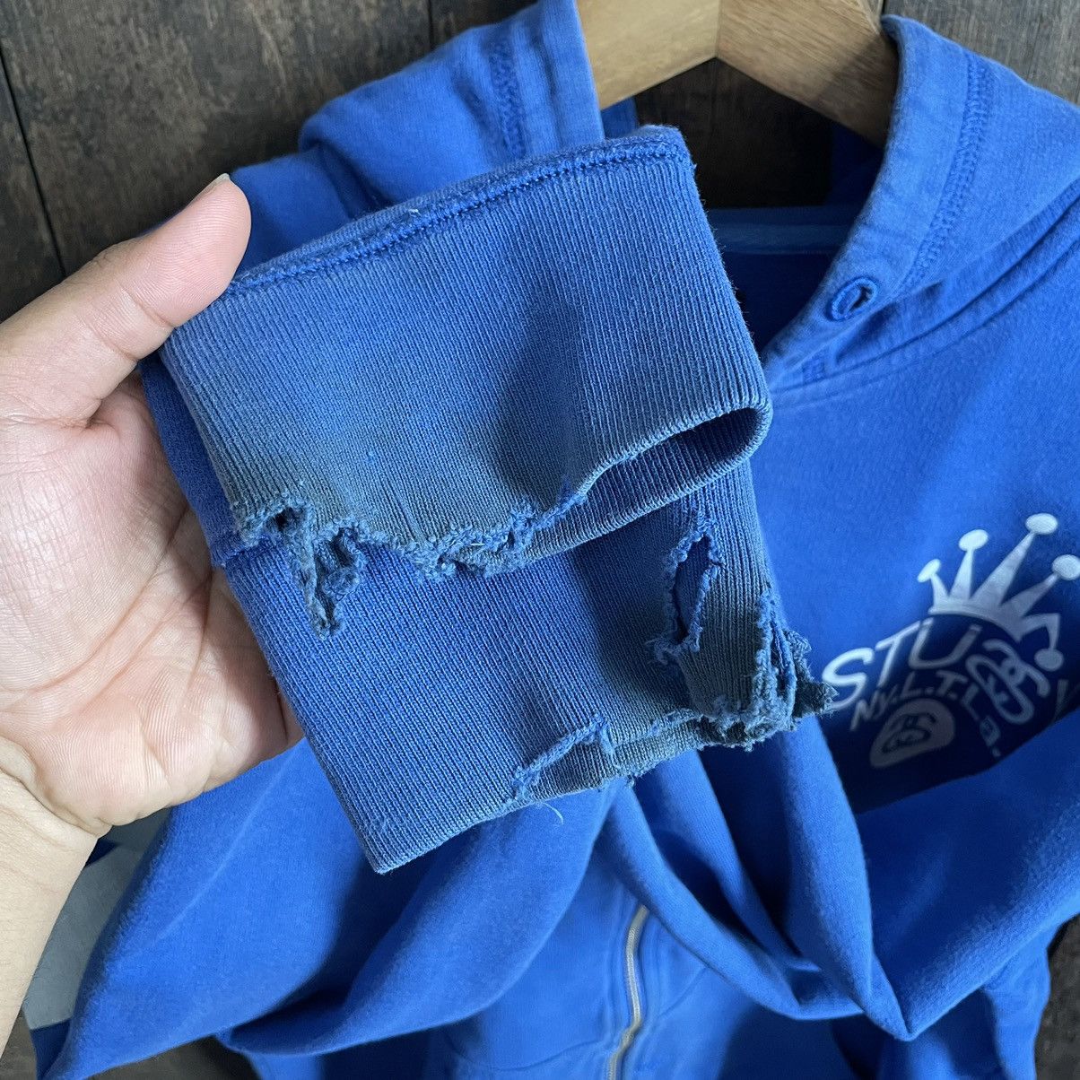Stussy Vintage Stussy Distressed Borro Hoodie Size US L / EU 52-54 / 3 - 12 Thumbnail