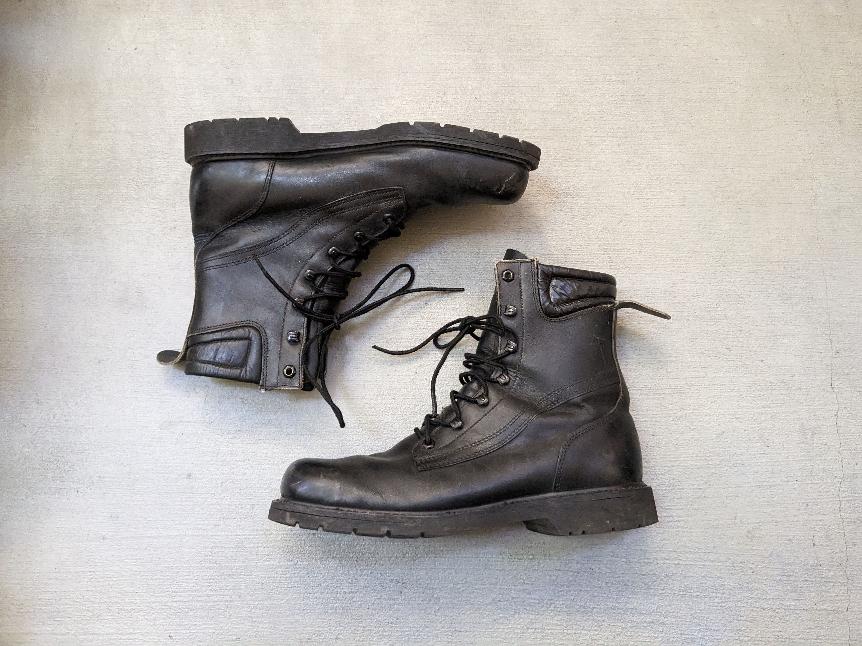 Vintage Combat Boots Black 11.5 Narrow Leather Biker Chunky