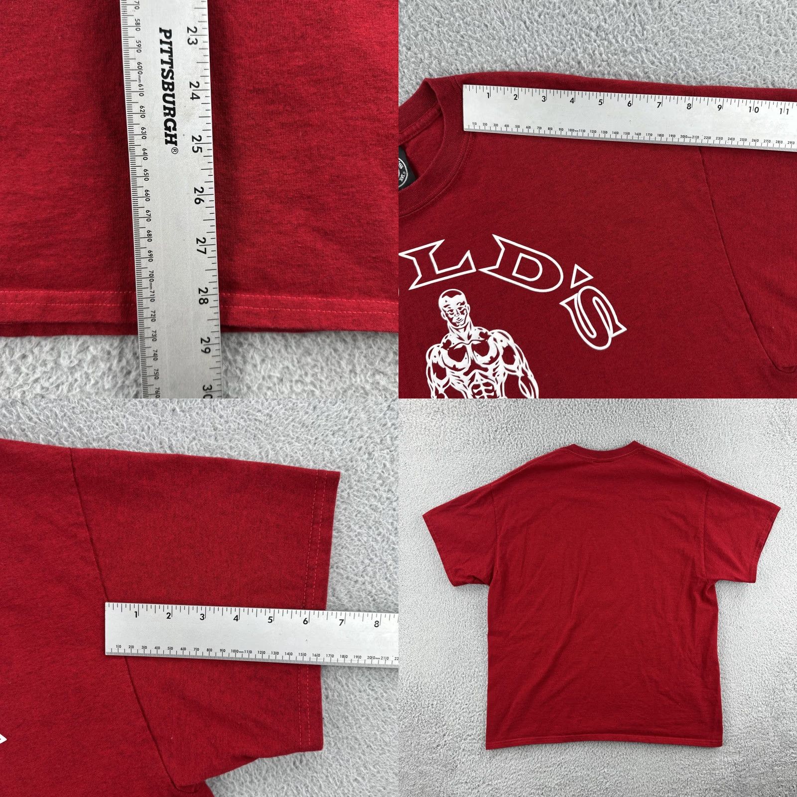 Vintage VINTAGE Gold's Gym Downtown LA Men’s XL Red T Shirt USA Graphic Print Crew Neck Short Sleeve Cotton Knit Regular Fit Sports 90s Boys/Girls Mens Womens Size US XL / EU 56 / 4 - 9 Thumbnail