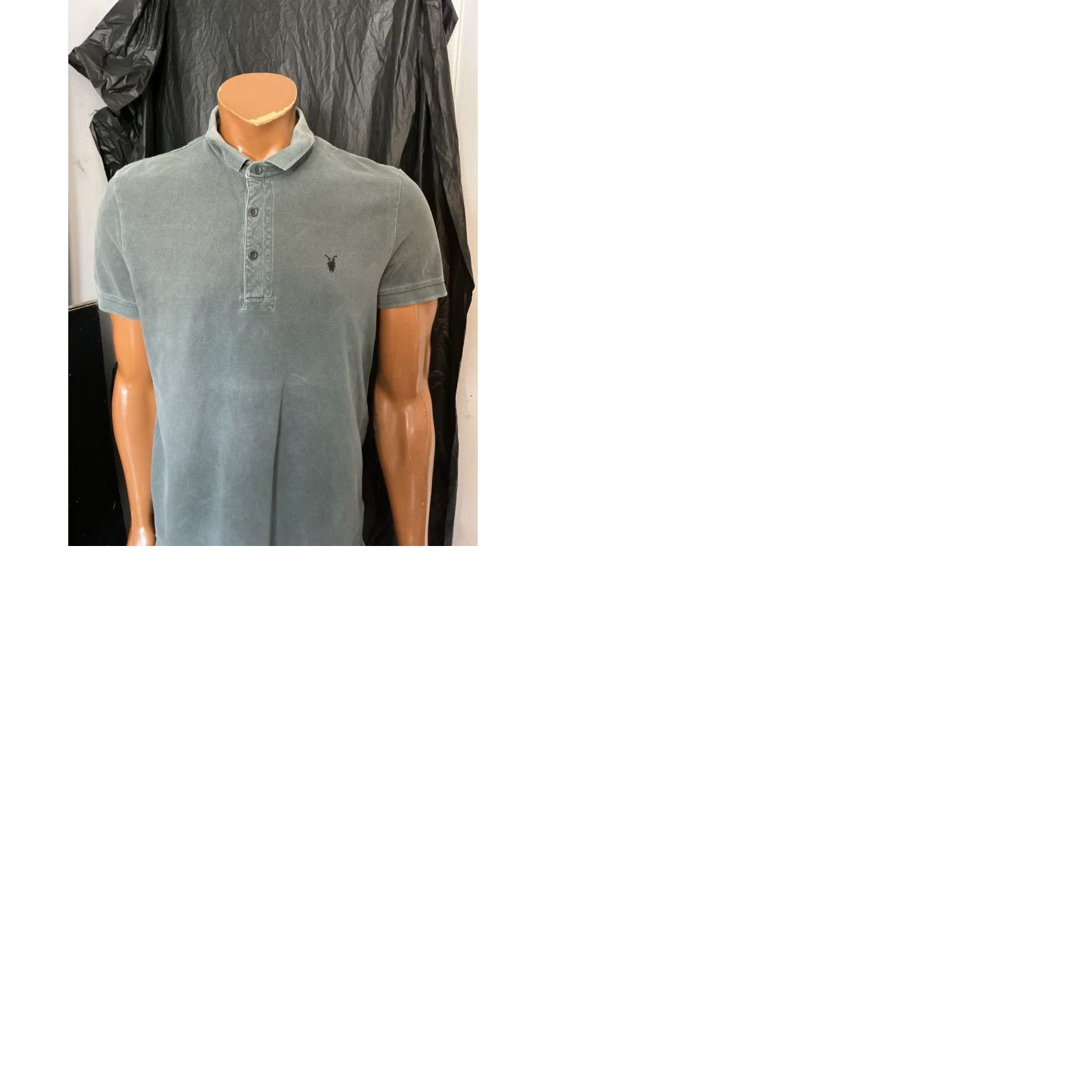 Allsaints AllSaints Spitalfields Sandringham Ram Skull Cotton Gray S/S Polo Shirt Large Mens Size US L / EU 52-54 / 3 - 9 Thumbnail