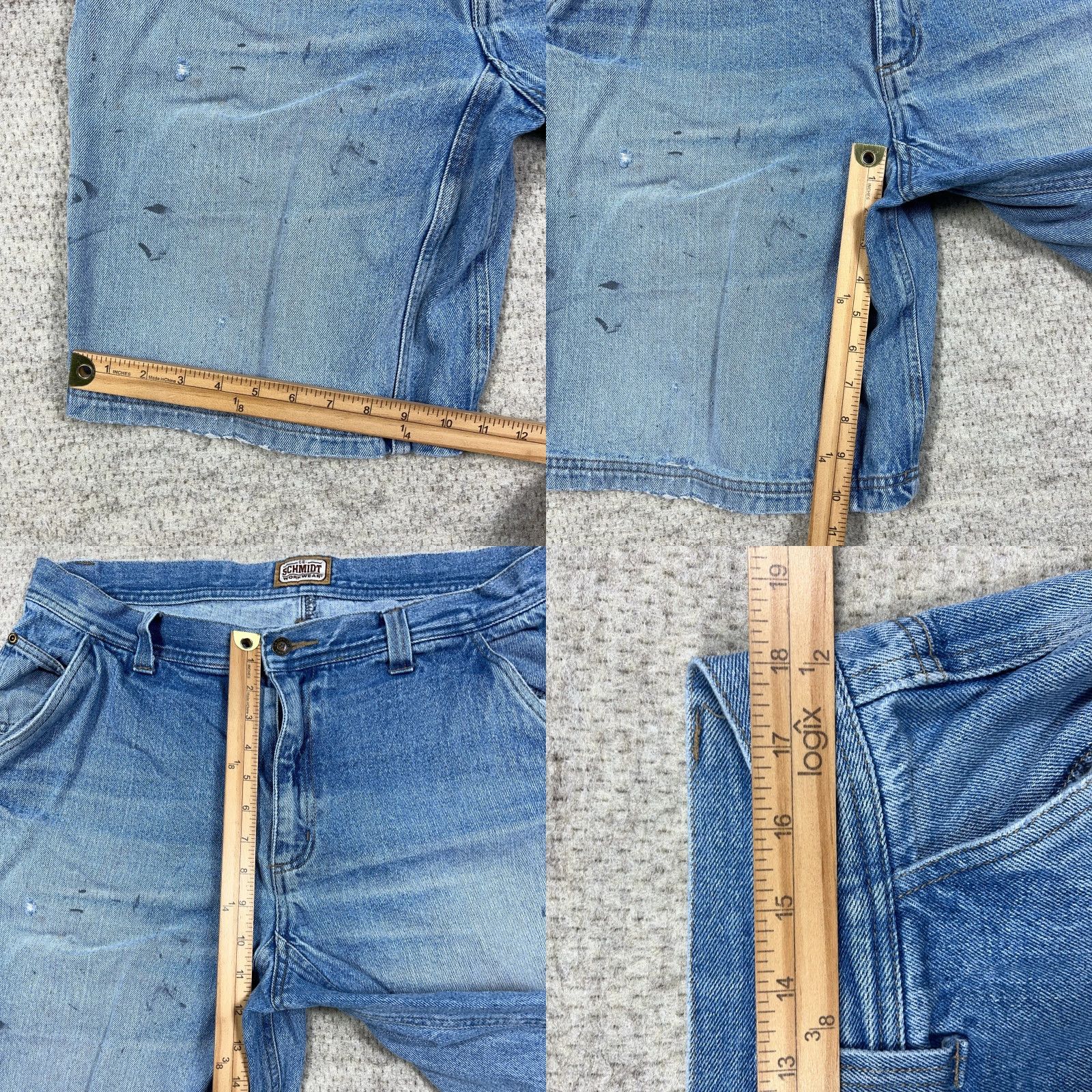 Thrasher VINTAGE C.E. Schmidt Bermuda Shorts Men 36 Denim Distressed Grunge 90s Pockets Logo Zipper 5-Pocket Casual Workwear Baggy Blue Mens Size US 36 / EU 52 - 8 Thumbnail