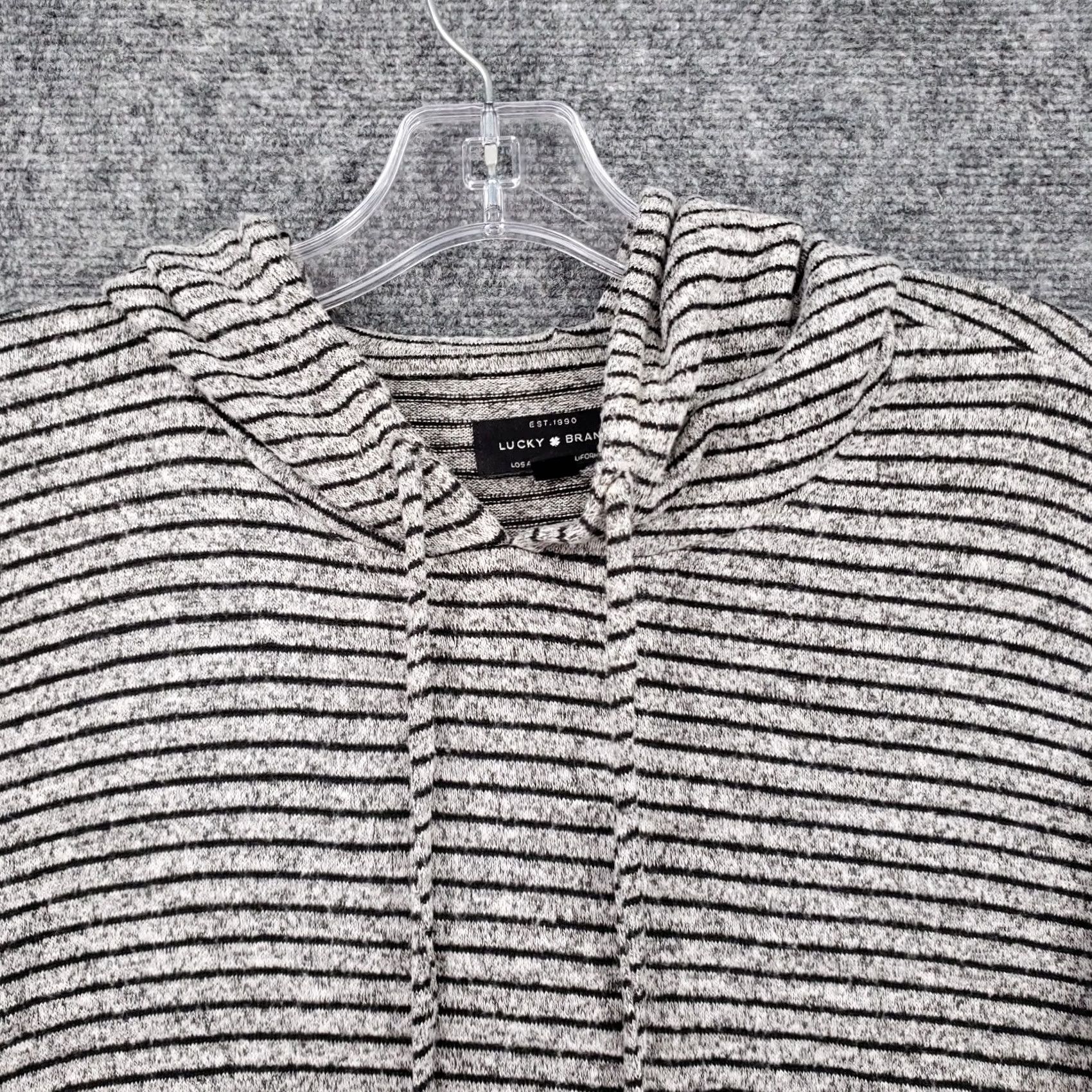Lucky Brand Lucky Brand Hoodie S Small Gray Black Striped Pullover Oversized Womens Size S / US 4 / IT 40 - 2 Thumbnail