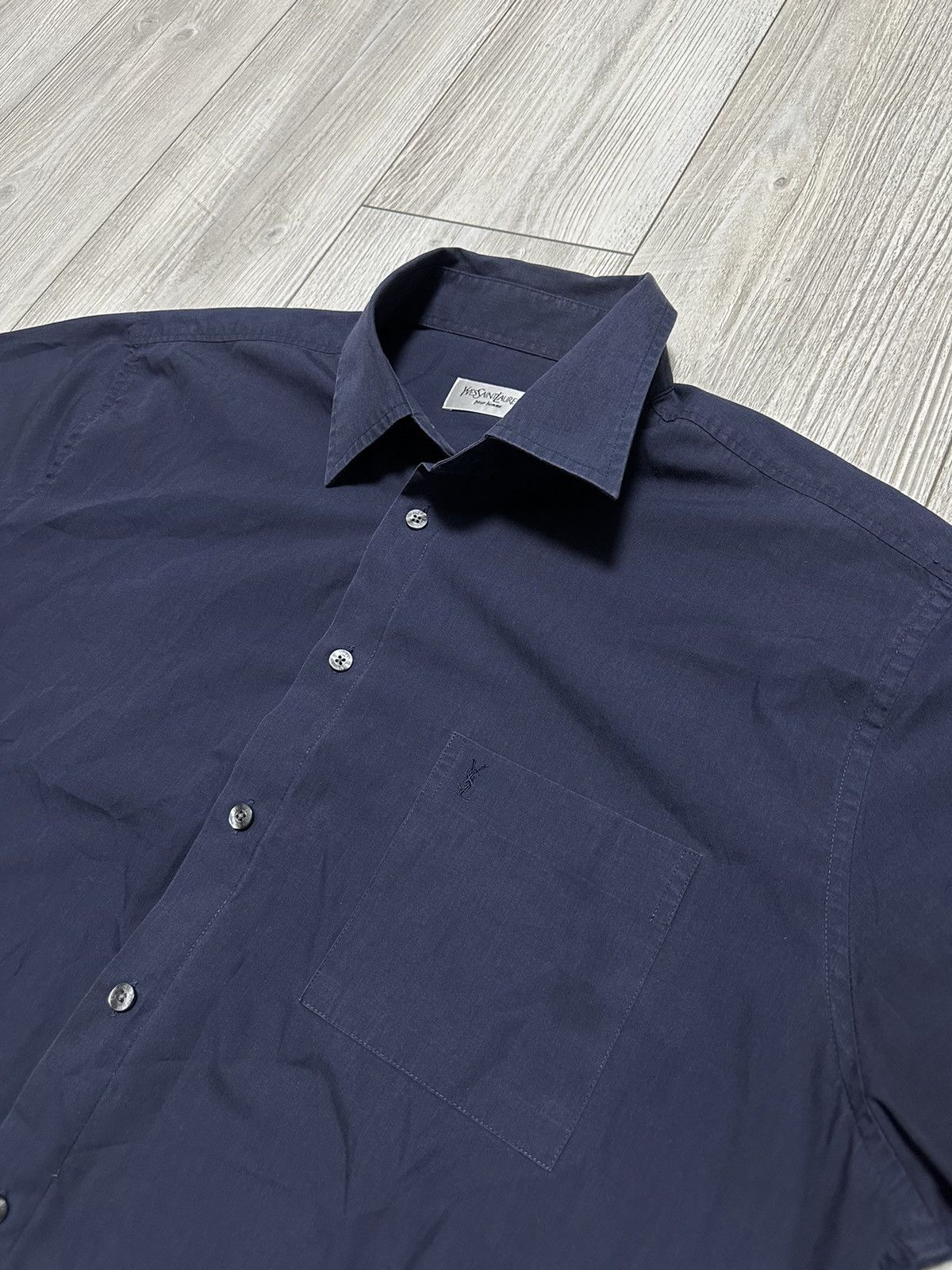 Yves Saint Laurent Vintage Yves Saint Laurent Blue Short Sleeve Shirt size XL Size US XL / EU 56 / 4 - 2 Thumbnail