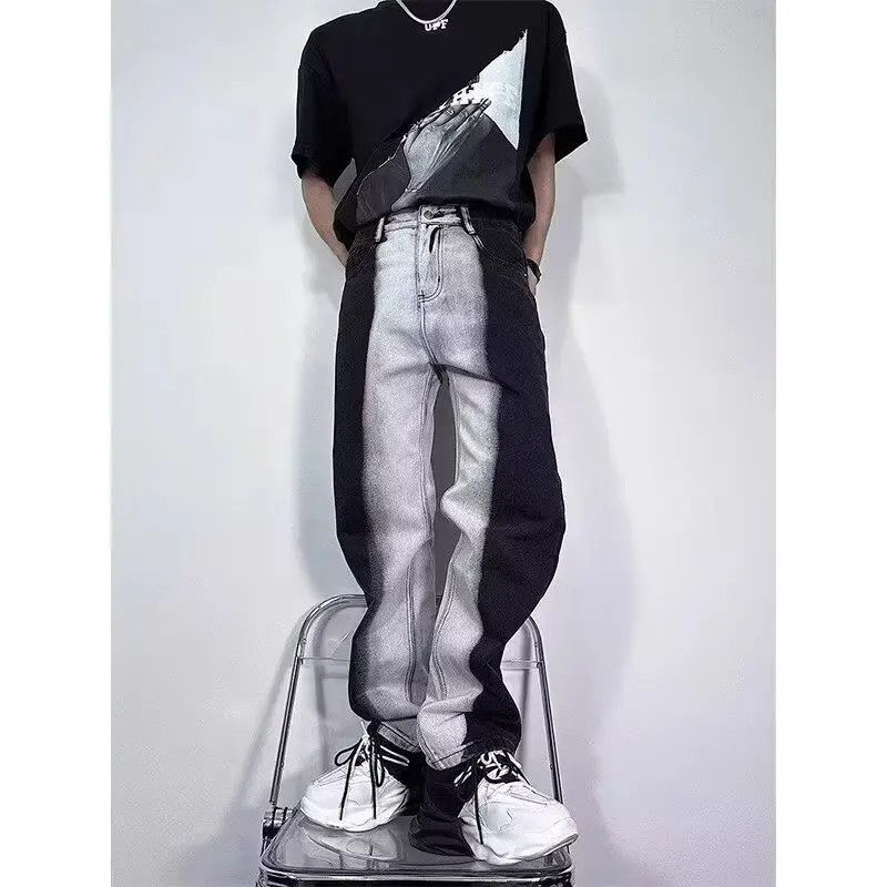 Japanese Brand Grey black color blocked casual jeans Size US 32 / EU 48 - 6 Thumbnail