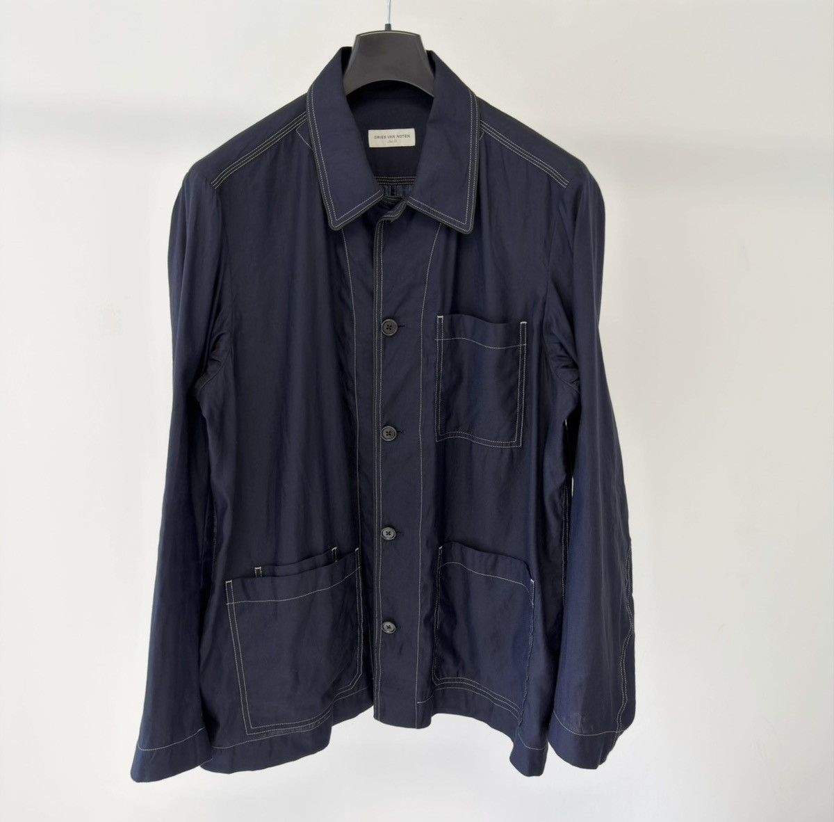 Dries Van Noten Dark Blue Contrast Stitch Utility Jacket Size US L / EU 52-54 / 3 - 2 Thumbnail