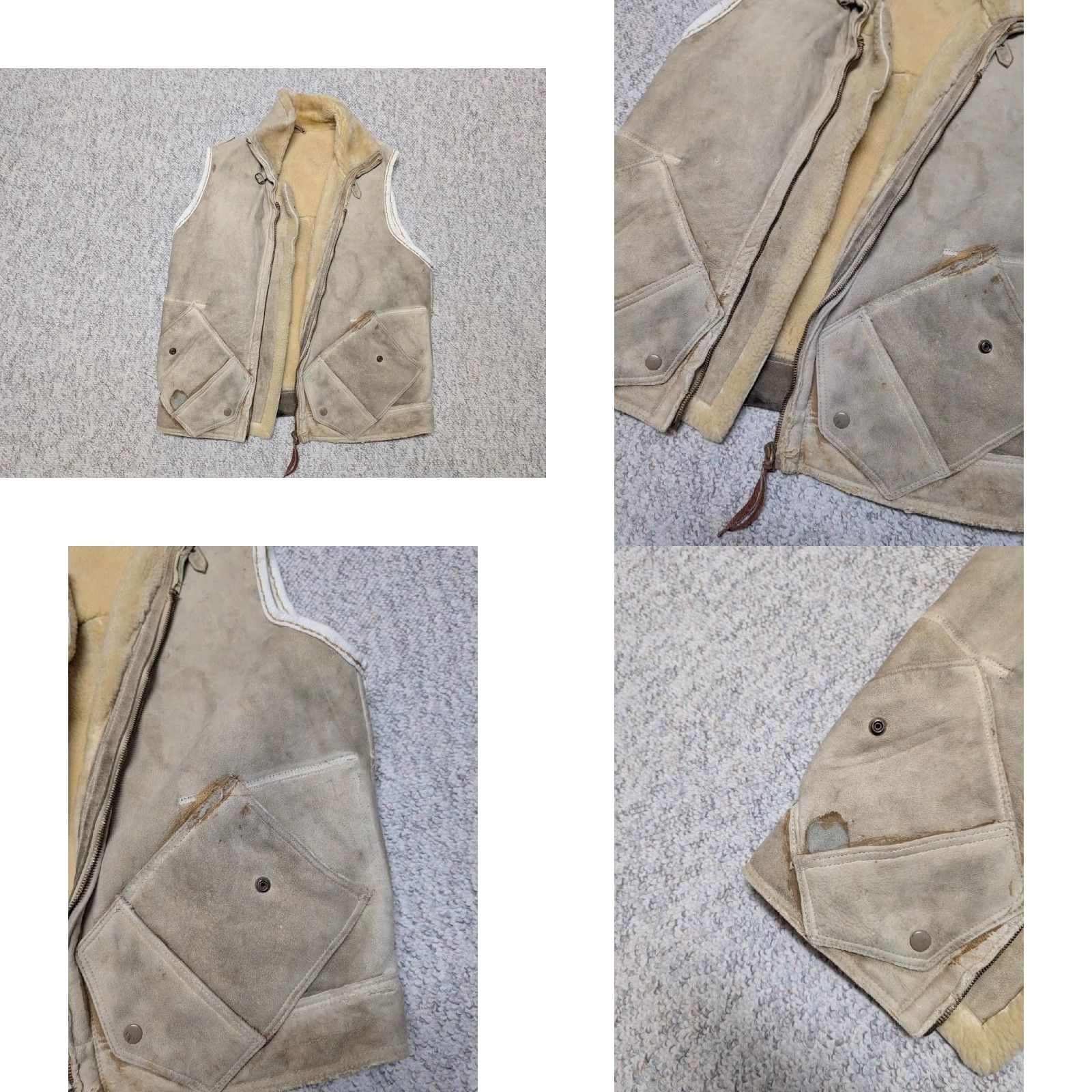 Vintage VINTAGE shearling leather M bomber WWII military TRADING POST vest rrl SHEARLING leather M vest Mens brown tan 42 in 90s style Size US M / EU 48-50 / 2 - 8 Thumbnail