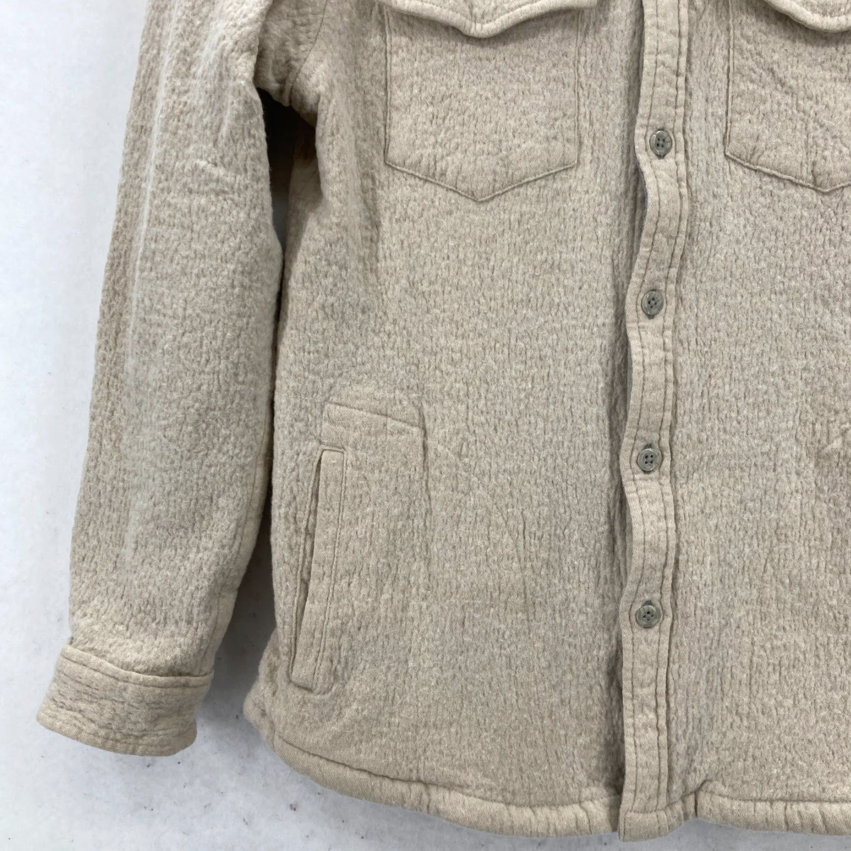 Carbon2Cobalt Carbon 2 Cobalt Shirt Jacket Shacket Mens Medium Beige Wool Button Up Lined Size US M / EU 48-50 / 2 - 3 Thumbnail