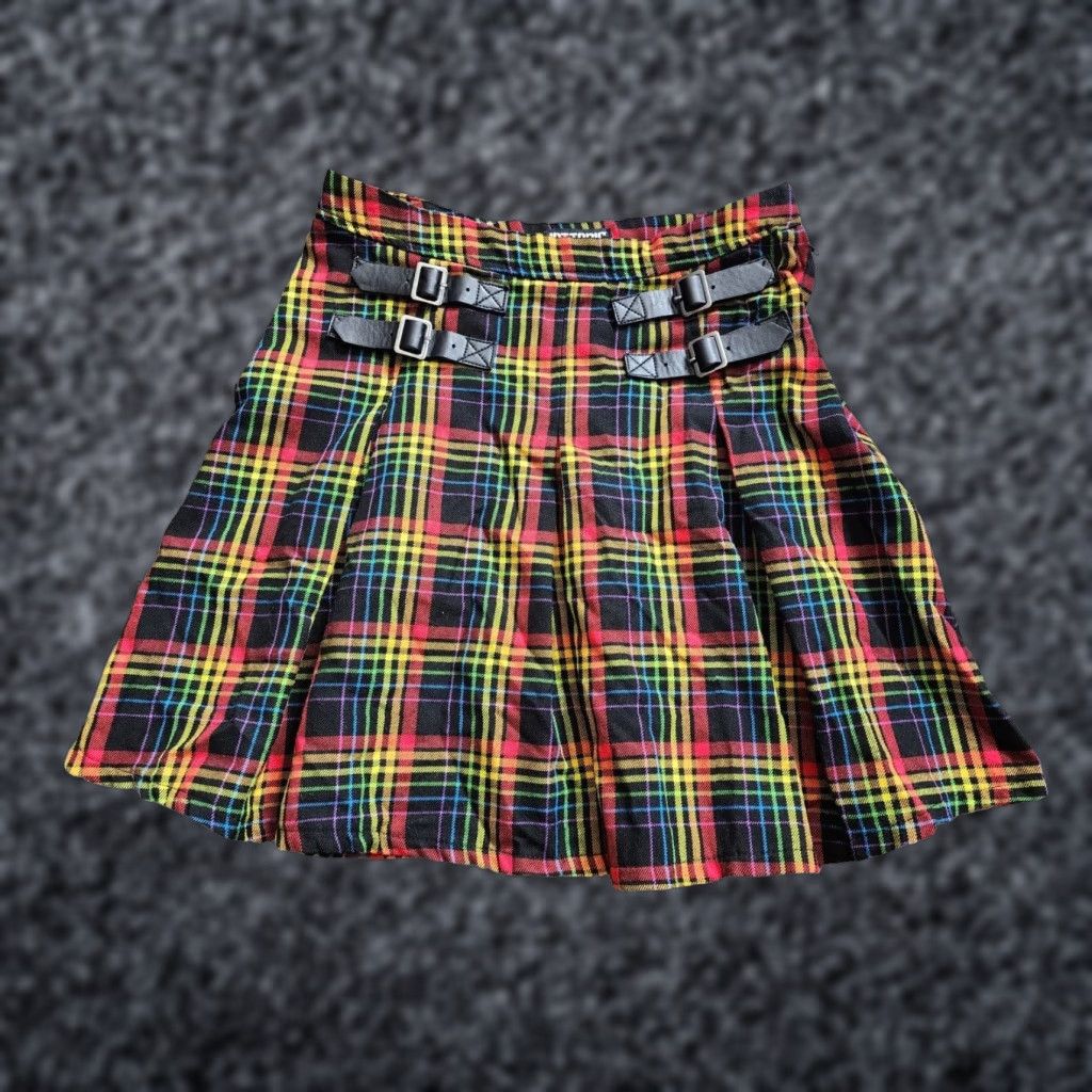 Hot Topic HOT TOPIC XS Mini Skirt Women RAINBOW Tartan Plaid Grunge Goth Skater Size 26" / US 2 / IT 38 - 1 Thumbnail