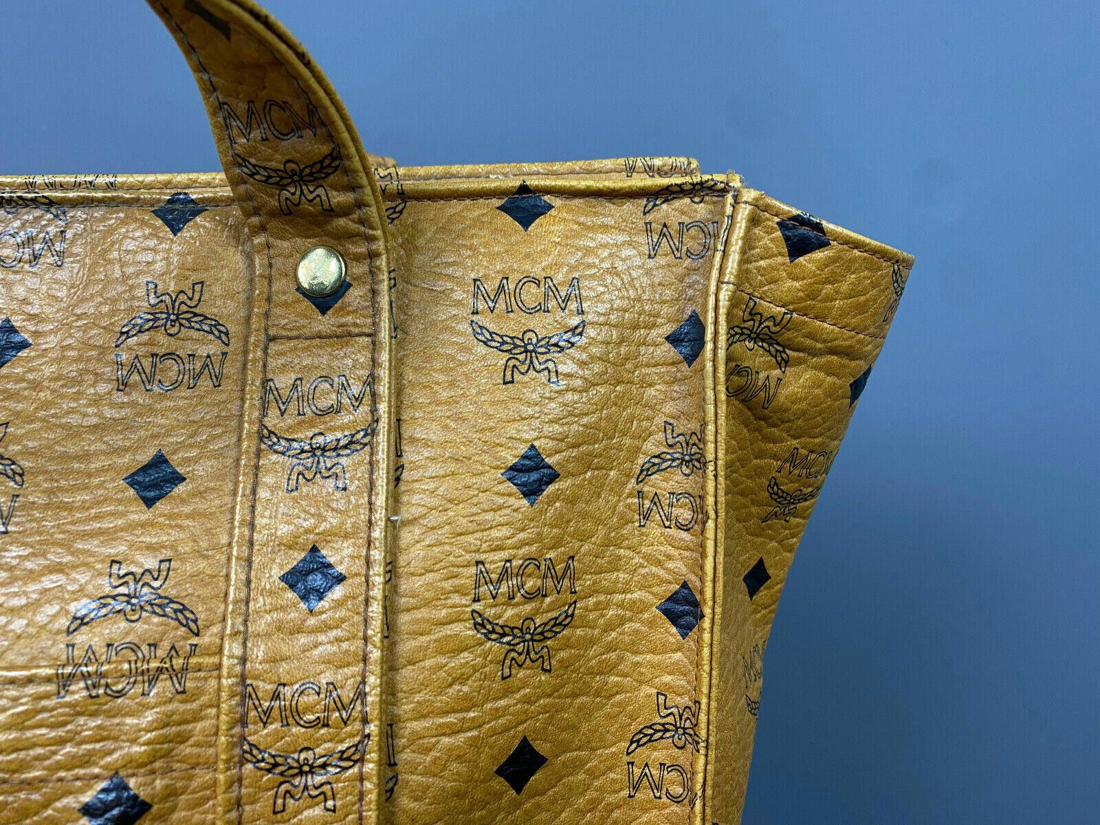 MCM Ladies MCM Brown Leather Monogram Logo Tote Bag Shoulder Bag Size ONE SIZE - 3 Thumbnail