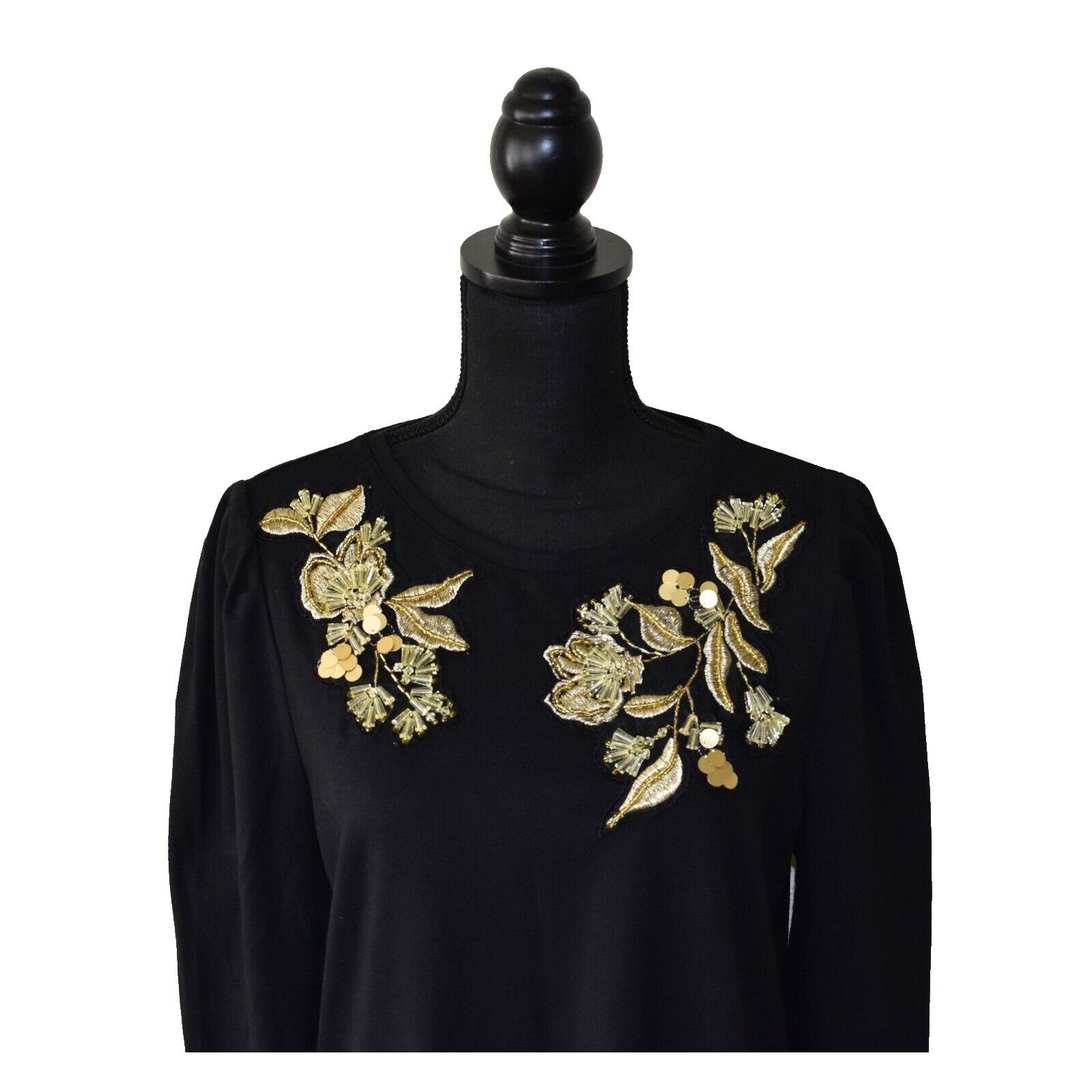 Chicos NWT CHICOS Cotton Knit Embroidered Beaded Top Size 2/L $89 Size L / US 10 / IT 46 - 3 Thumbnail