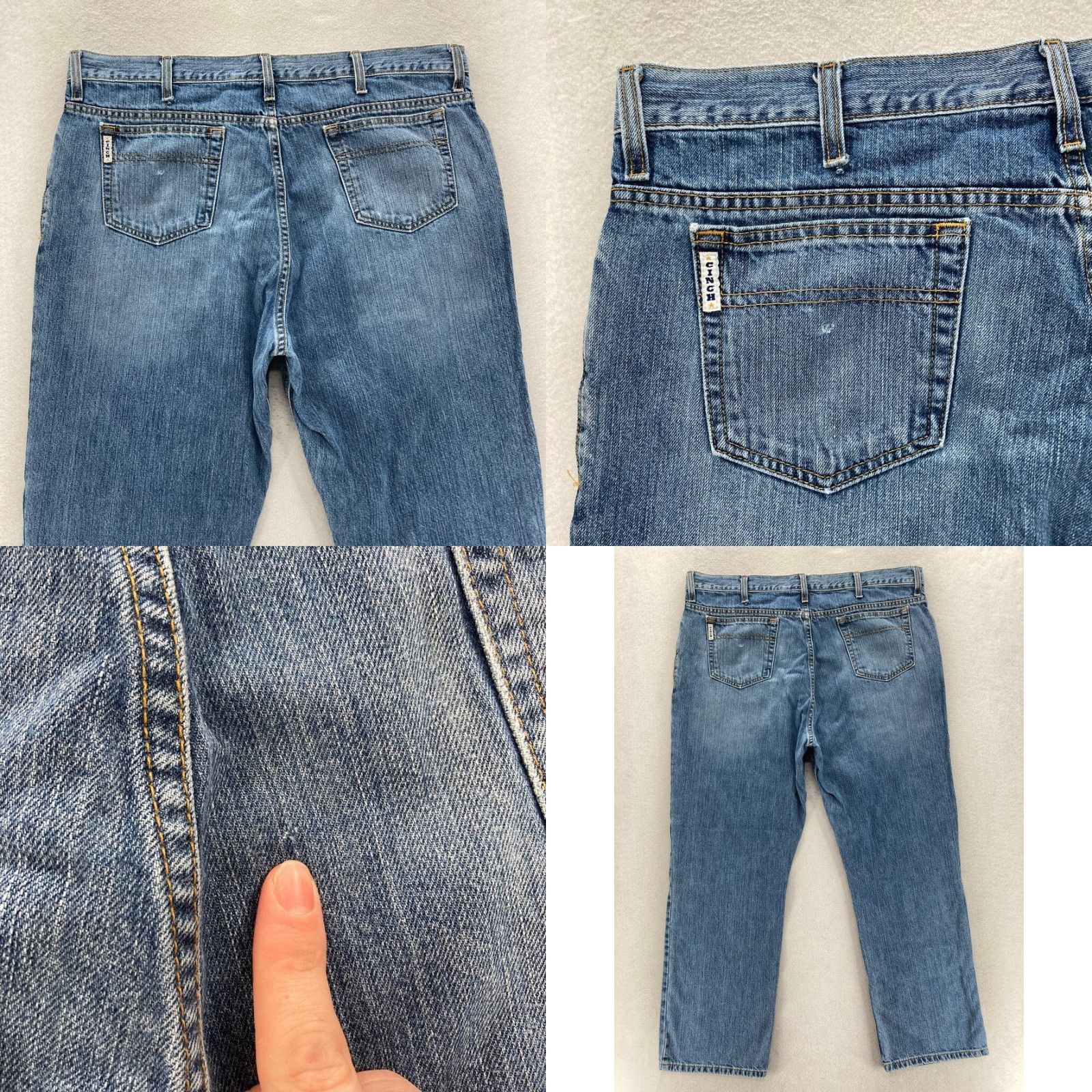 Vintage Cinch White Label Jeans Mens 40x32 Relaxed Straight Blue Denim Western Cowboy Shirt Size US 40 / EU 56 - 9 Thumbnail