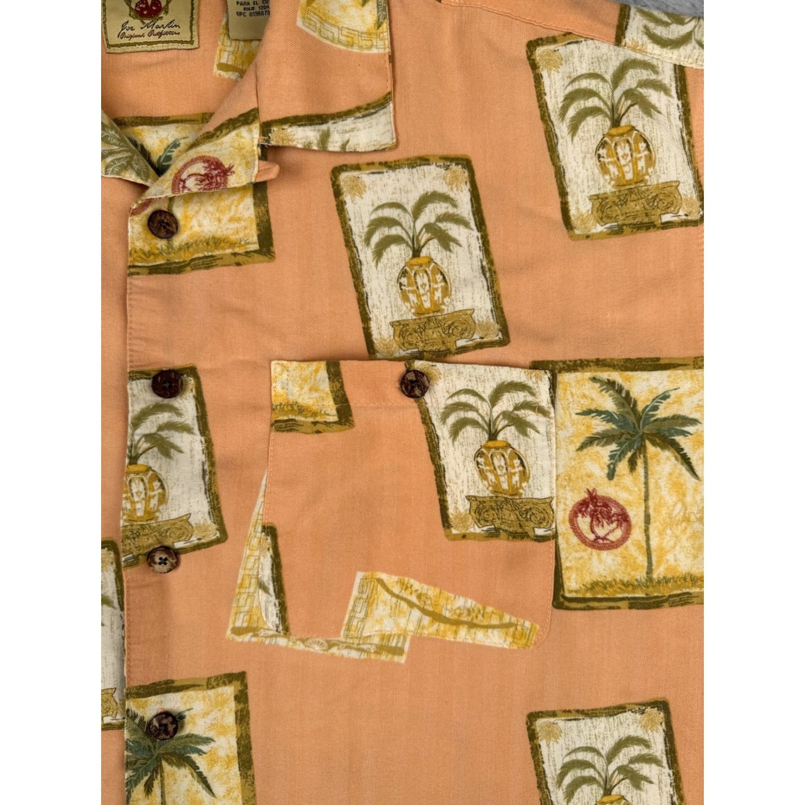 Vintage Joe Marlin Shirt Mens 2XL XXL Hawaii Orange Postcard Print Palm Tree Rayon Blend Size US XXL / EU 58 / 5 - 6 Thumbnail
