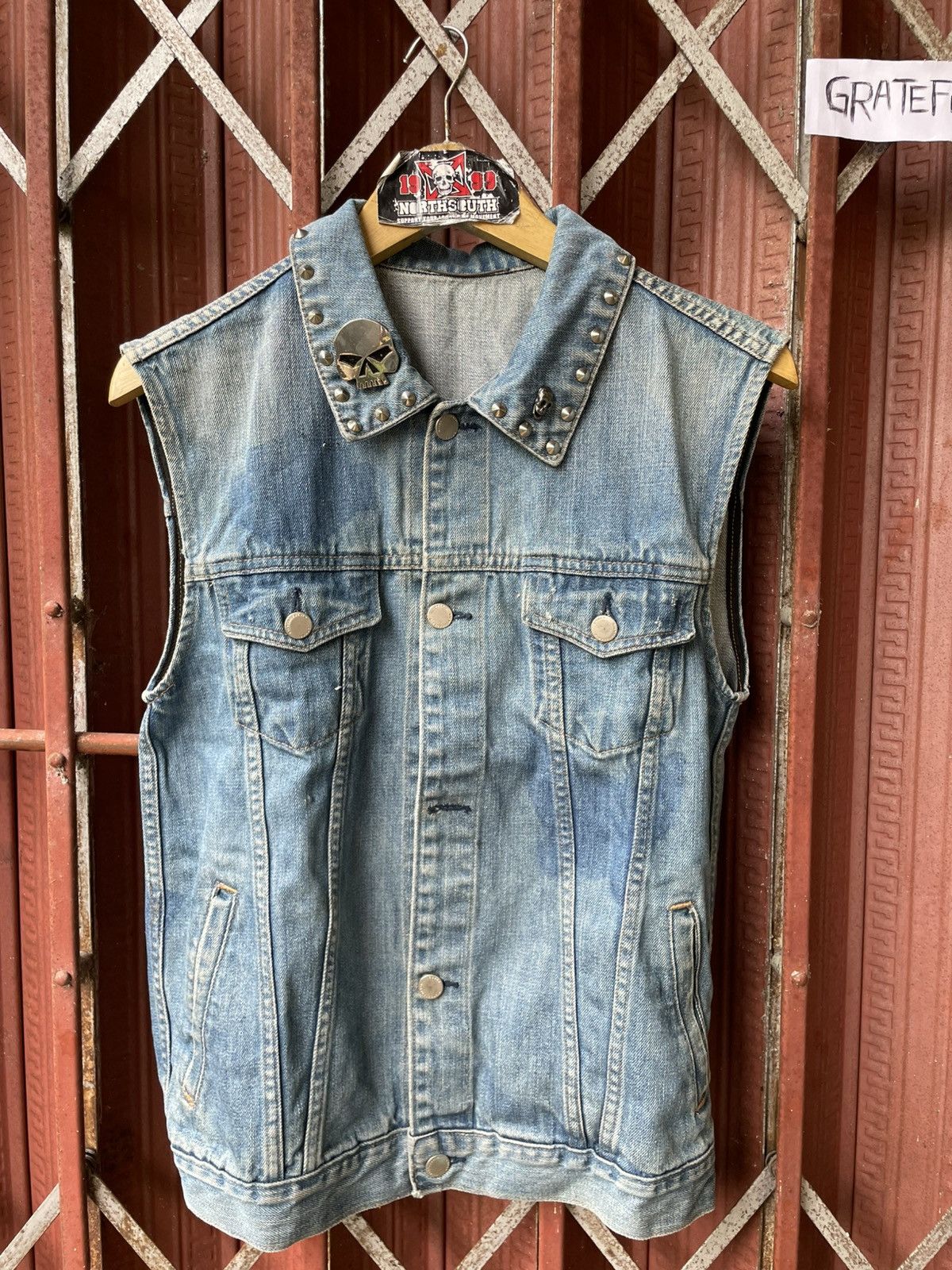 2000s Skull Gothic Punk Japanese Style Denim Jacket Y2K