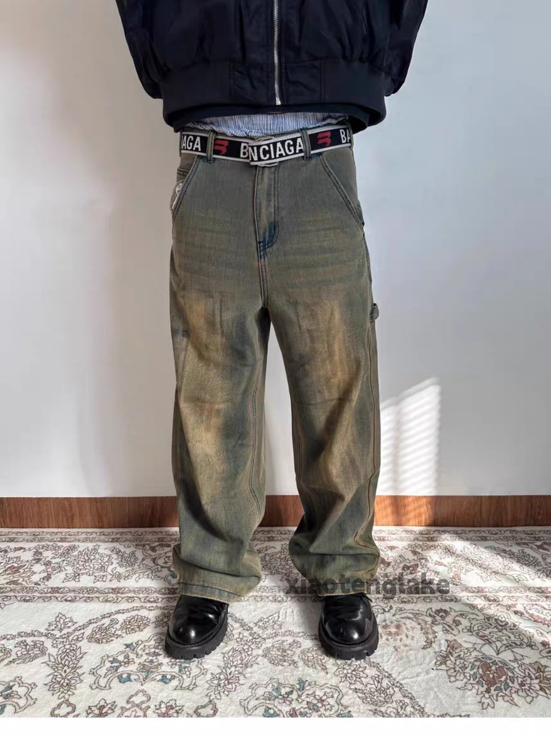 Jean xtl vintage wide Leg Stain paint punk hiphop jeans Size US 32 / EU 48 - 3 Thumbnail