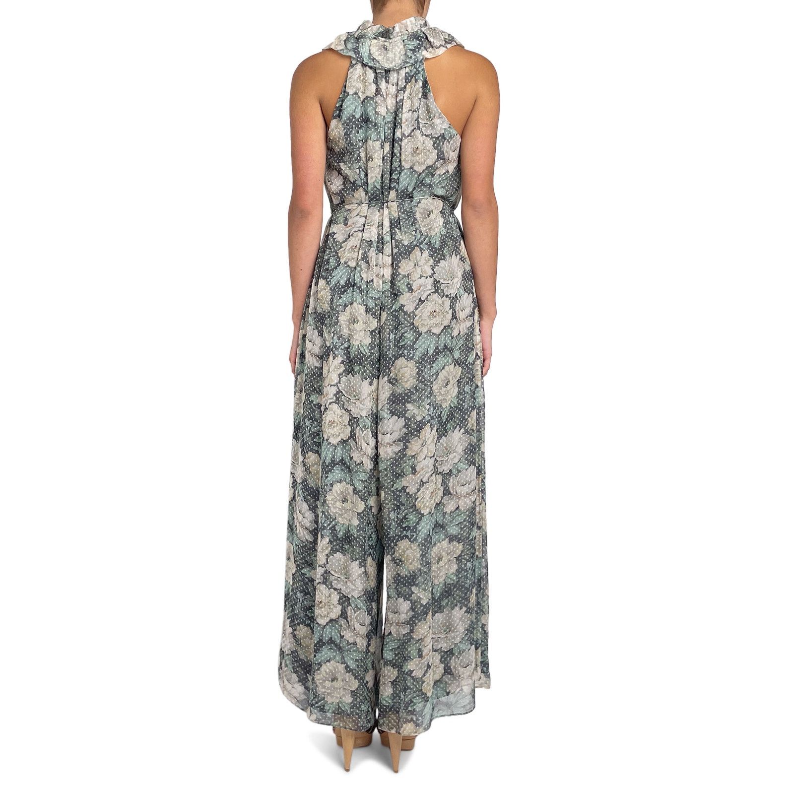 Zimmermann Green and White Floral Ruffle Jumpsuit Size S / US 4 / IT 40 - 5 Thumbnail