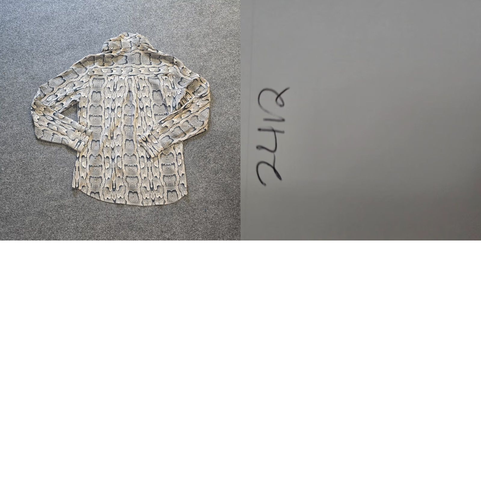 Express Express Top Womens Small Gray Snakeskin Portofino Sheer Long Sleeve Career Blouse Size S / US 4 / IT 40 - 8 Thumbnail