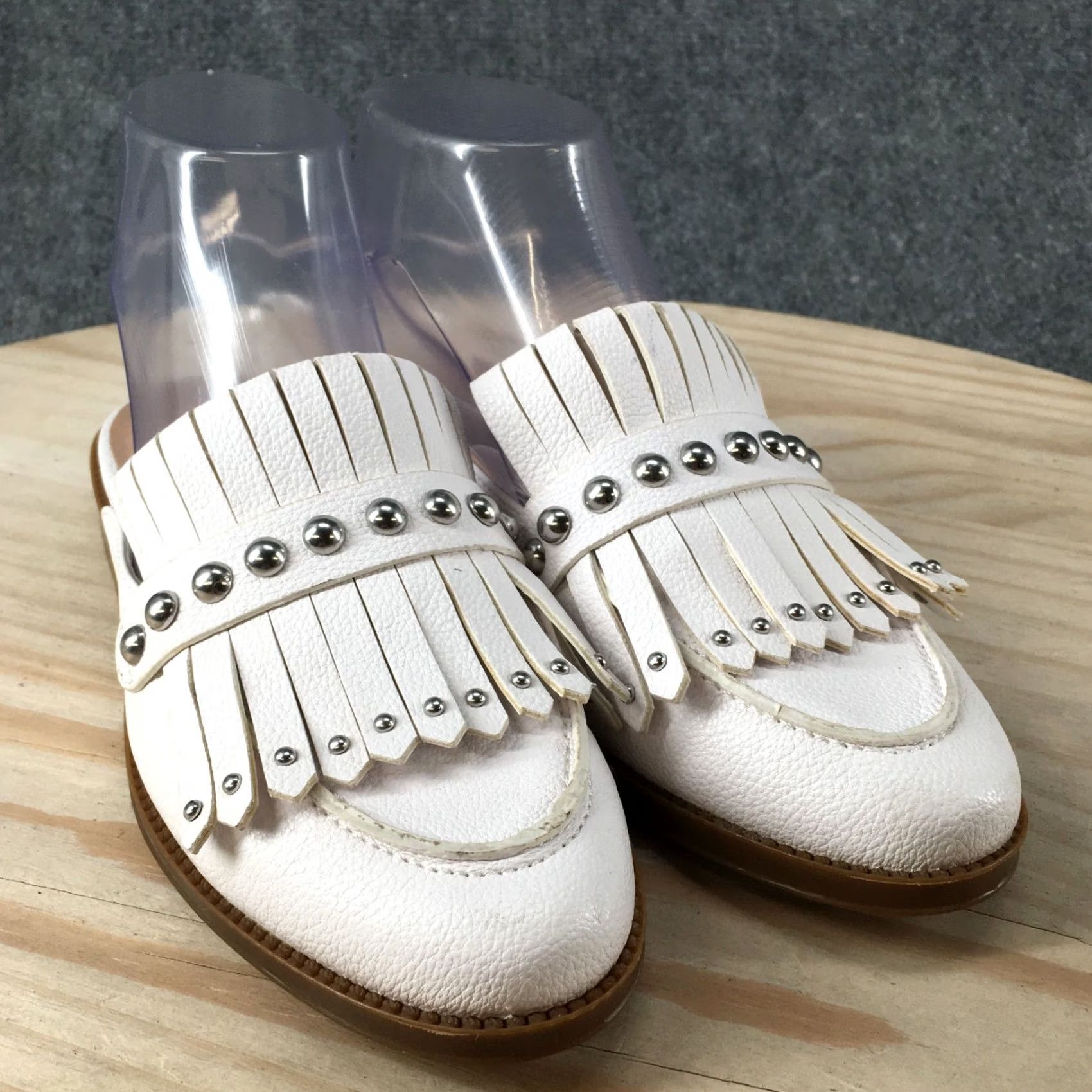 Vintage A New Day Karoline Kiltie Sandals Womens 6 Slip On Mule White Casual Slip On Moc Toe Size US 6 / IT 36 - 3 Thumbnail