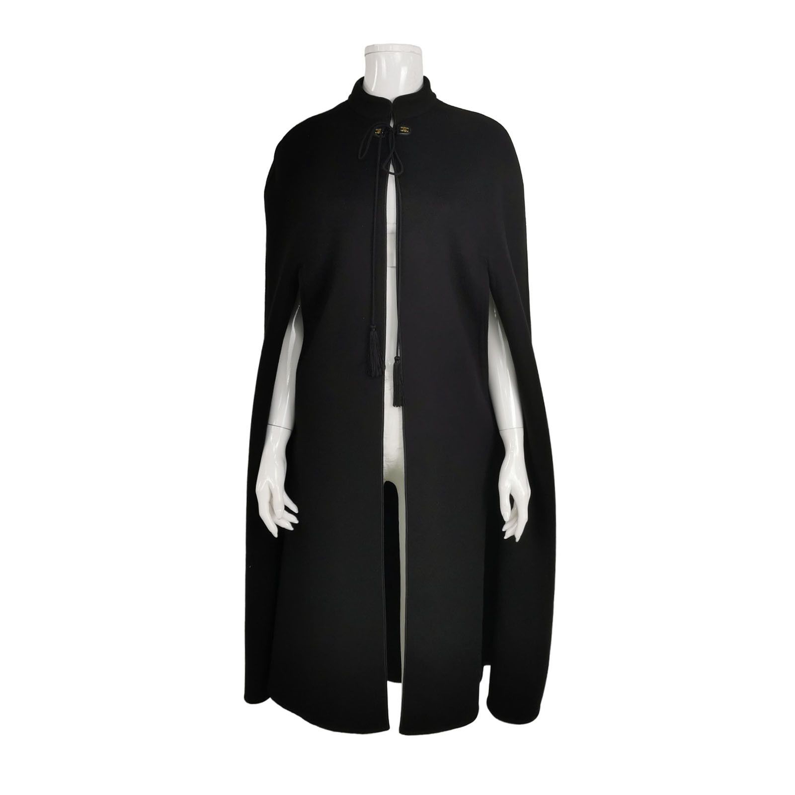 Celine Celine Black Cashmere Logo Cape Size S Size S / US 4 / IT 40 - 1 Thumbnail