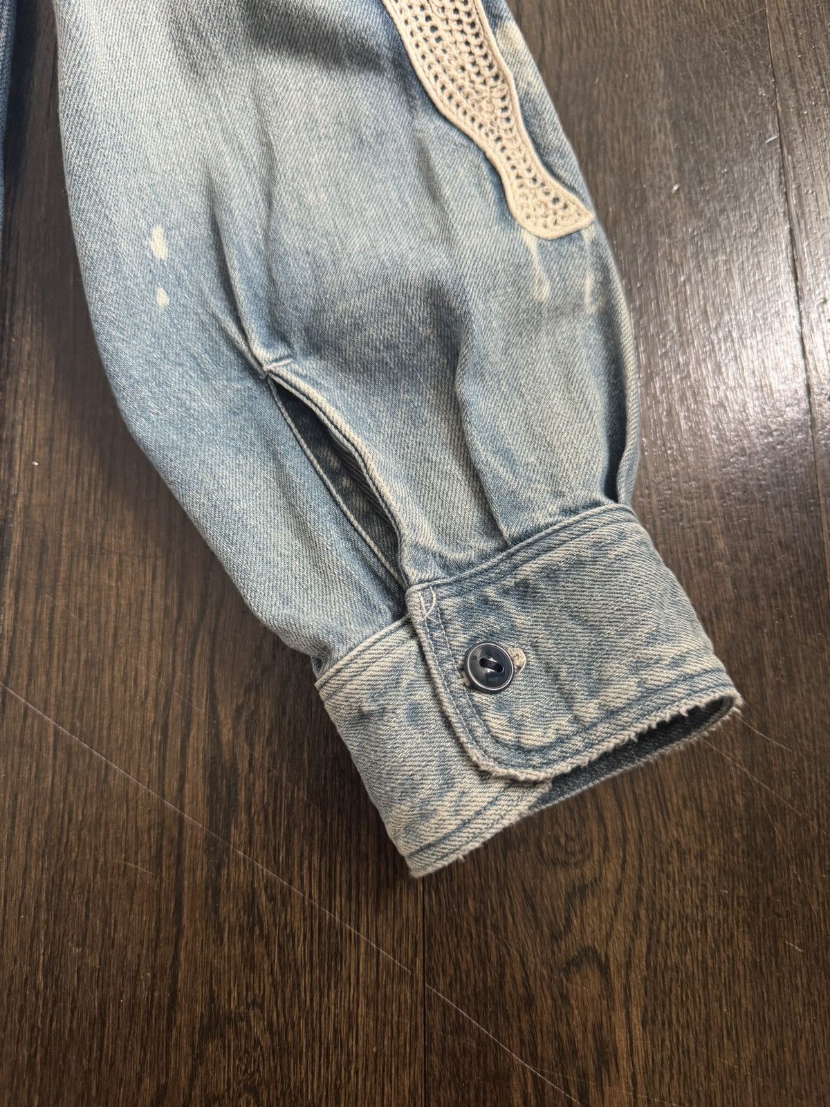 Kapital Kapital 8 oz Denim Work Shirt (BONE Embroidery) Size US L / EU 52-54 / 3 - 5 Thumbnail