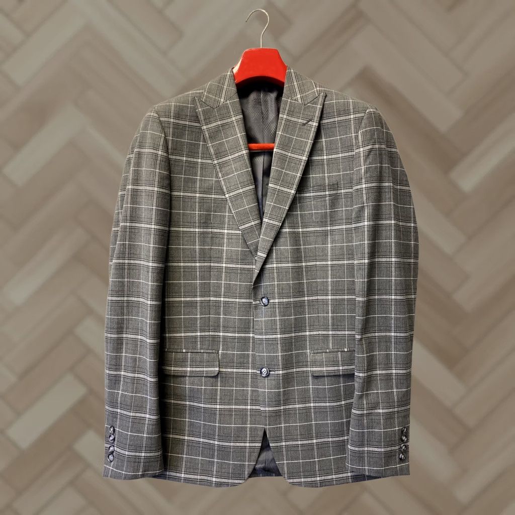 Sean John VINTAGE? Sean John Jacket Blazer Sport Coat Men’s 42R XL Gray Plaid Preppy Office /0744 Size 42R - 1 Thumbnail