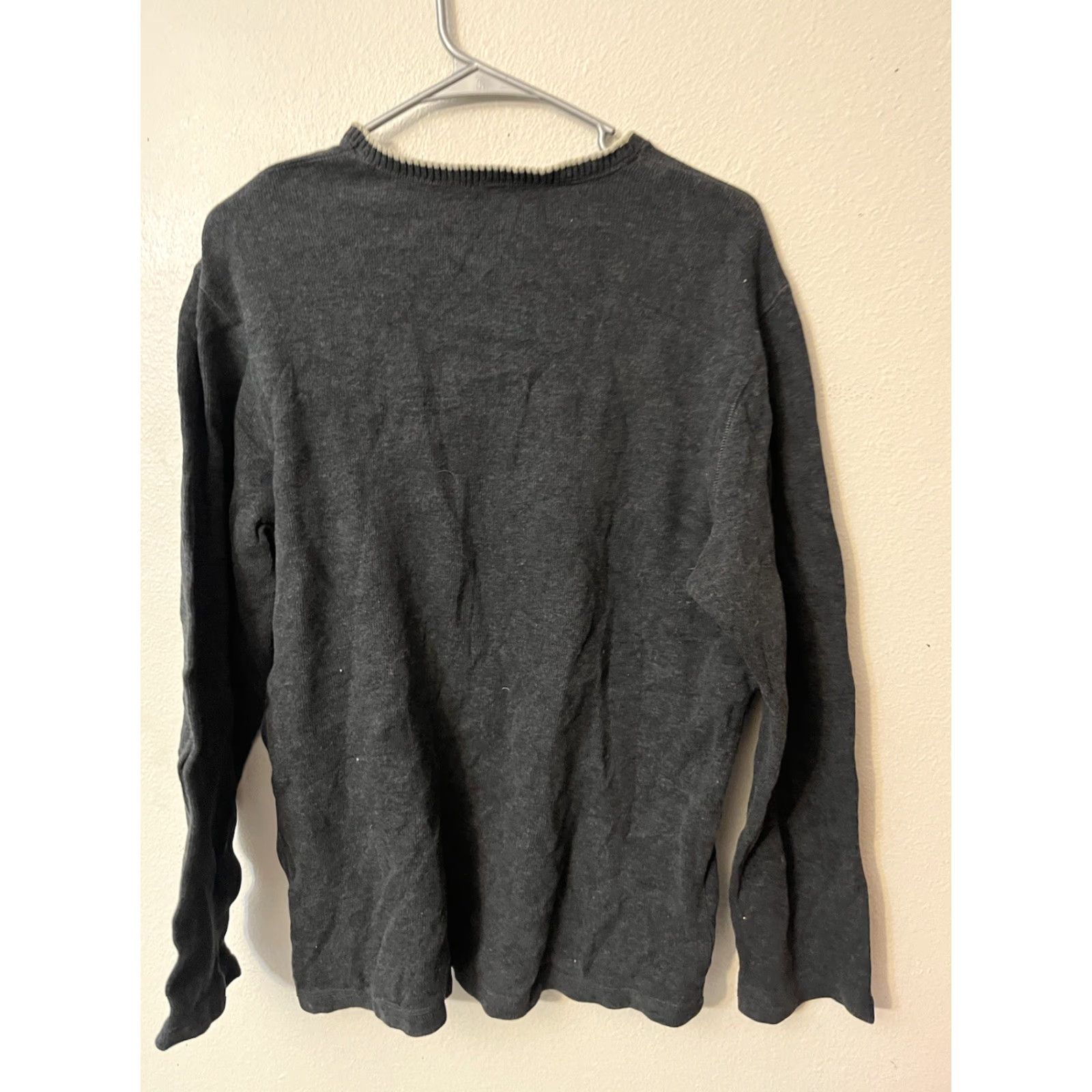 Express VINTAGE Express Men’s Gray V-Neck Sweater 100% Cotton Medium Classic Fit Knit Pullover Size US M / EU 48-50 / 2 - 2 Thumbnail