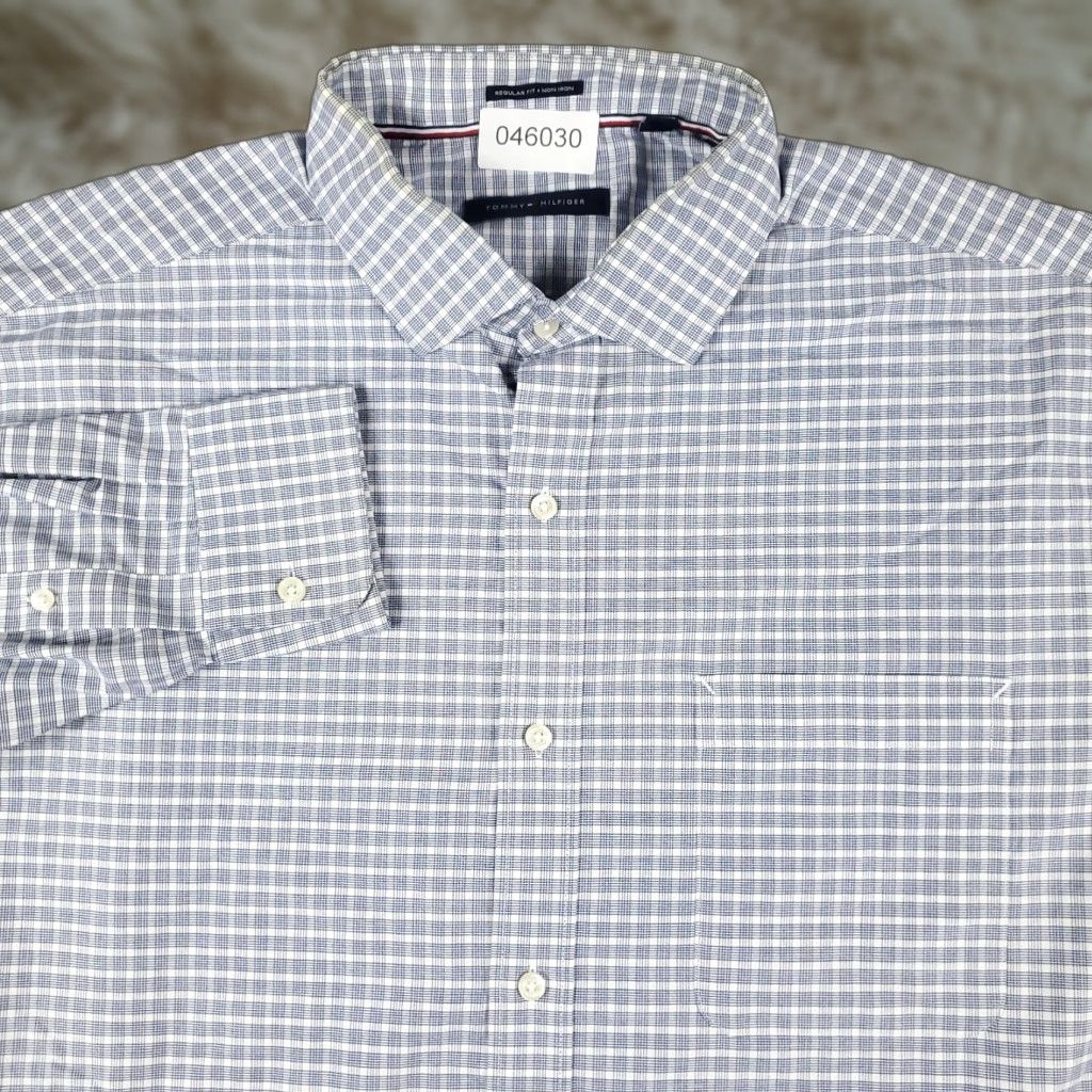 Tommy Hilfiger Tommy Hilfiger Shirt Mens 17.5 Blue Plaid Dress Button Up Long Sleeve Shirt Mens 17.5 Blue Plaid Dress Button Up Long Sleeve Size 46R - 1 Thumbnail