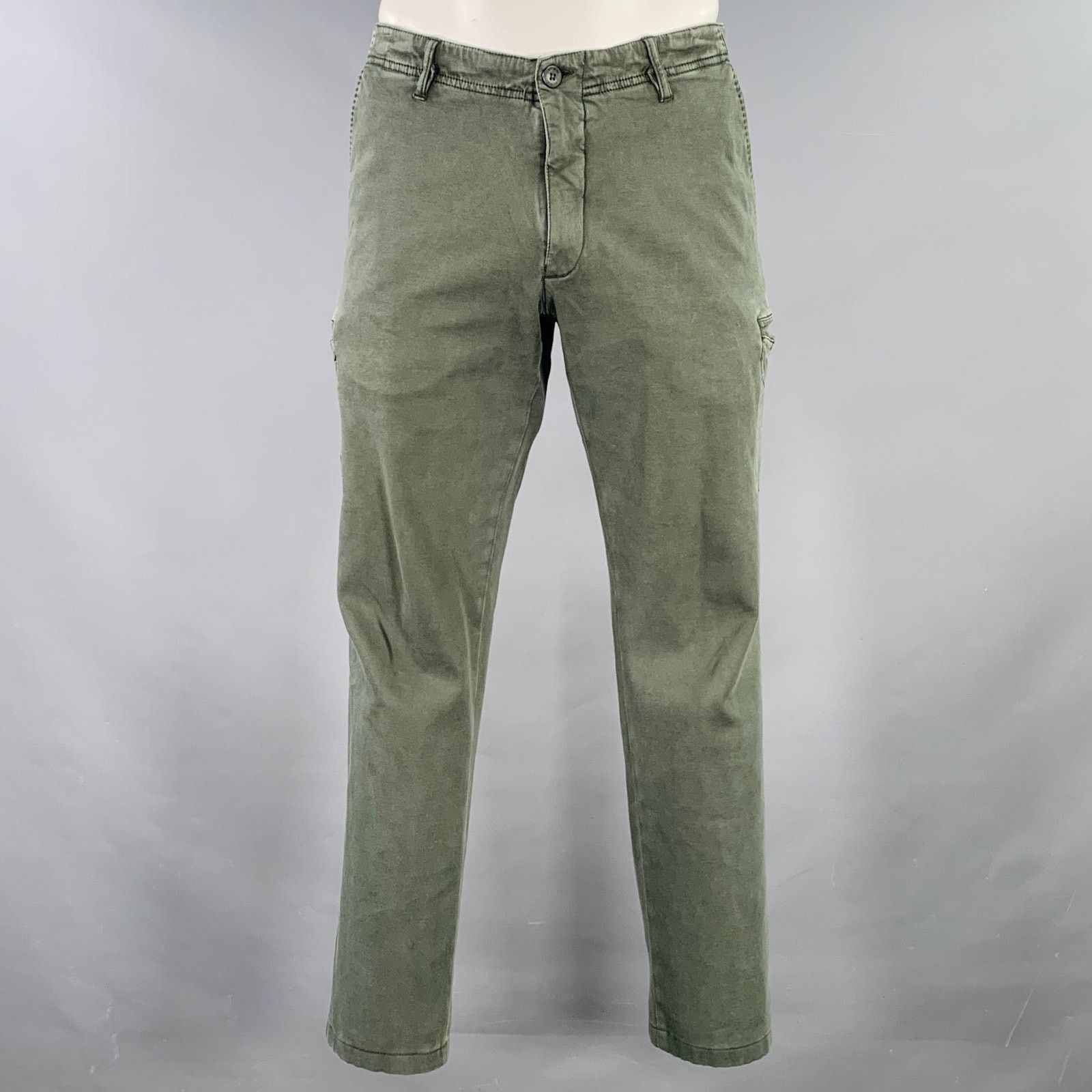 J.W. Brine J.W. BRINE 35 Green Olive Cotton Blend Cargo Casual Pants Size US 35 - 1 Thumbnail