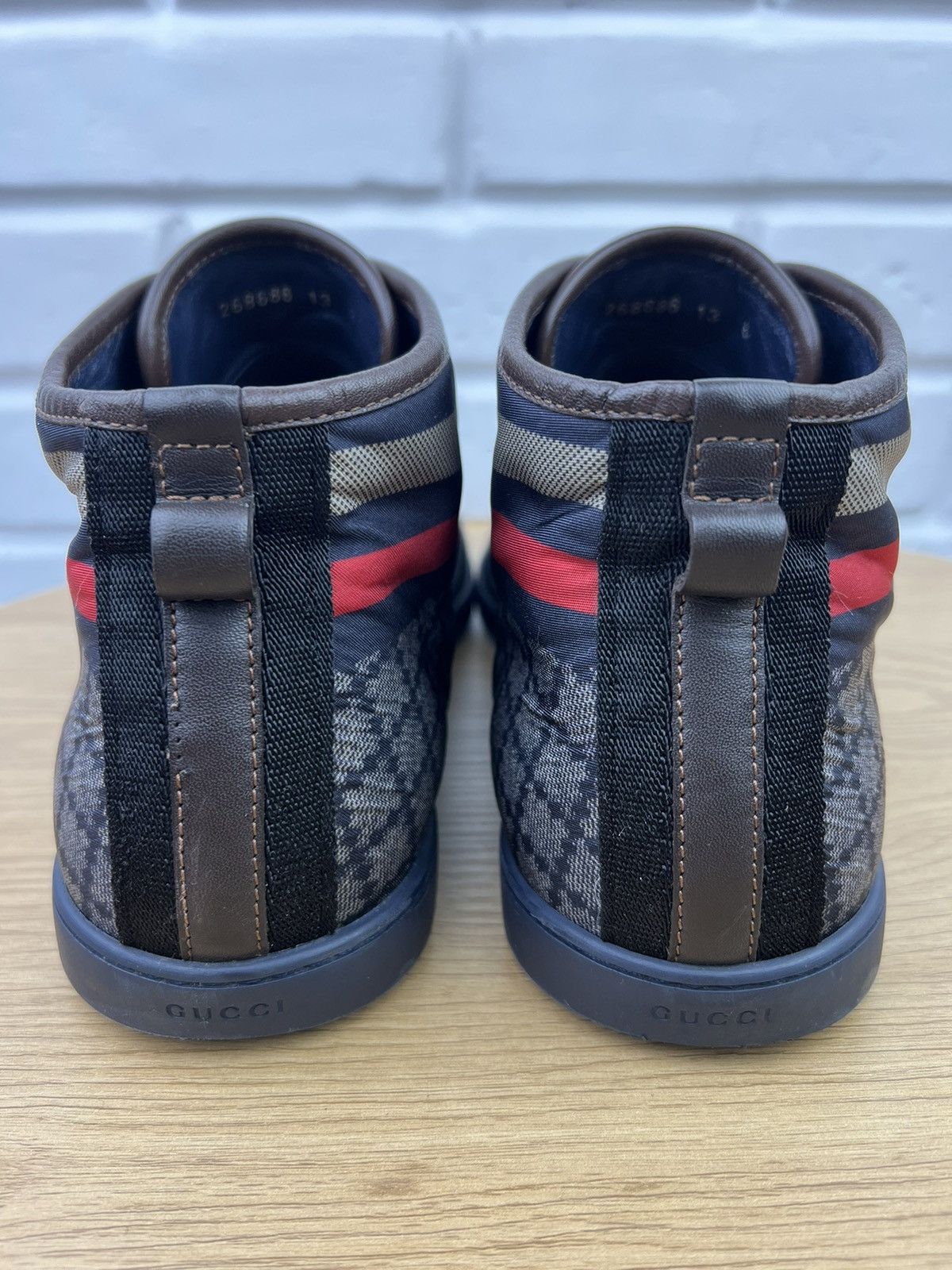 Gucci GUCCI Sneakers Hi Top Leather Shoes Diamante Monogram Size US 13 / EU 46 - 8 Thumbnail