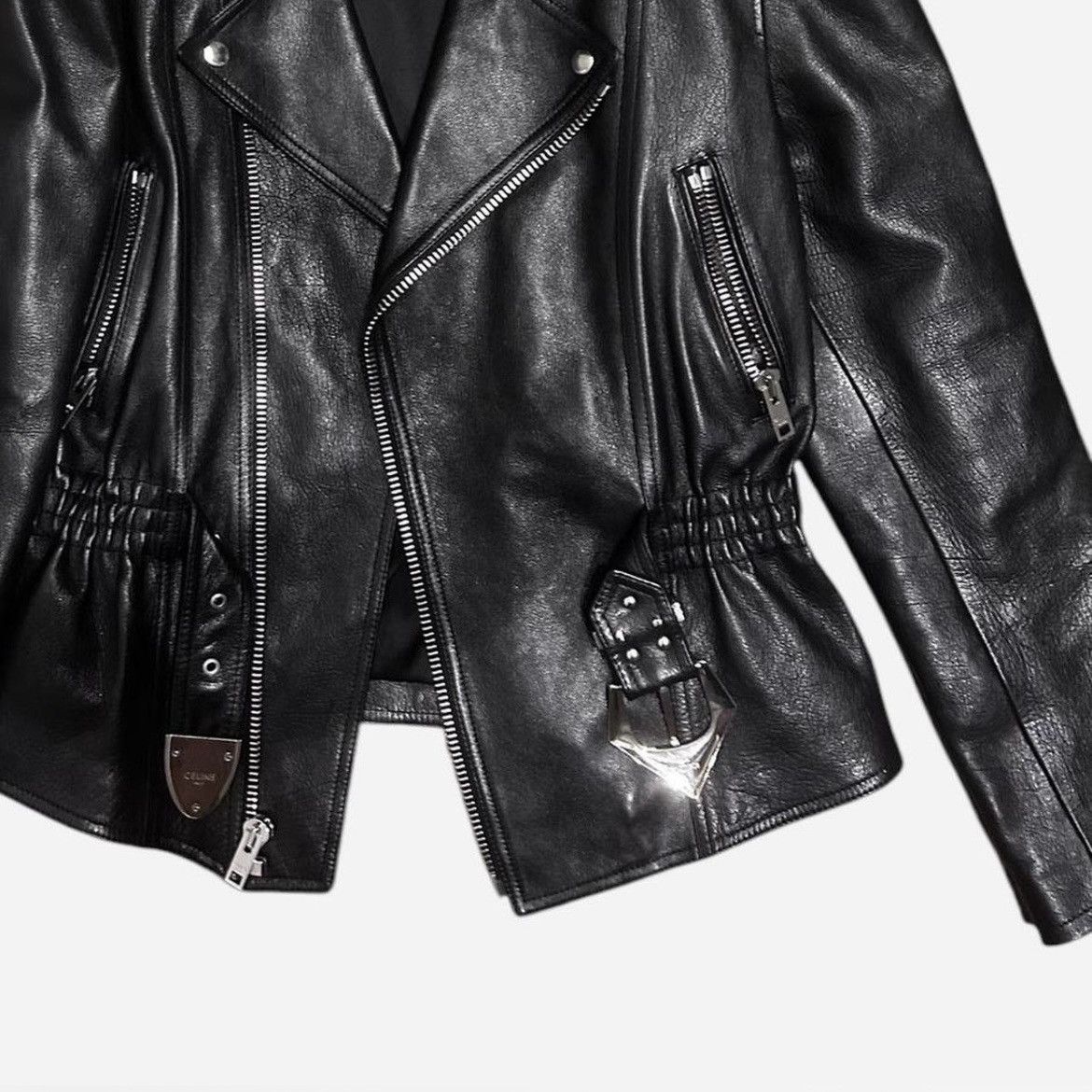 Celine BOY DOLL HORSE PRINT LONG MOTO BISON LEATHER BIKER JACKET Size US M / EU 48-50 / 2 - 4 Thumbnail